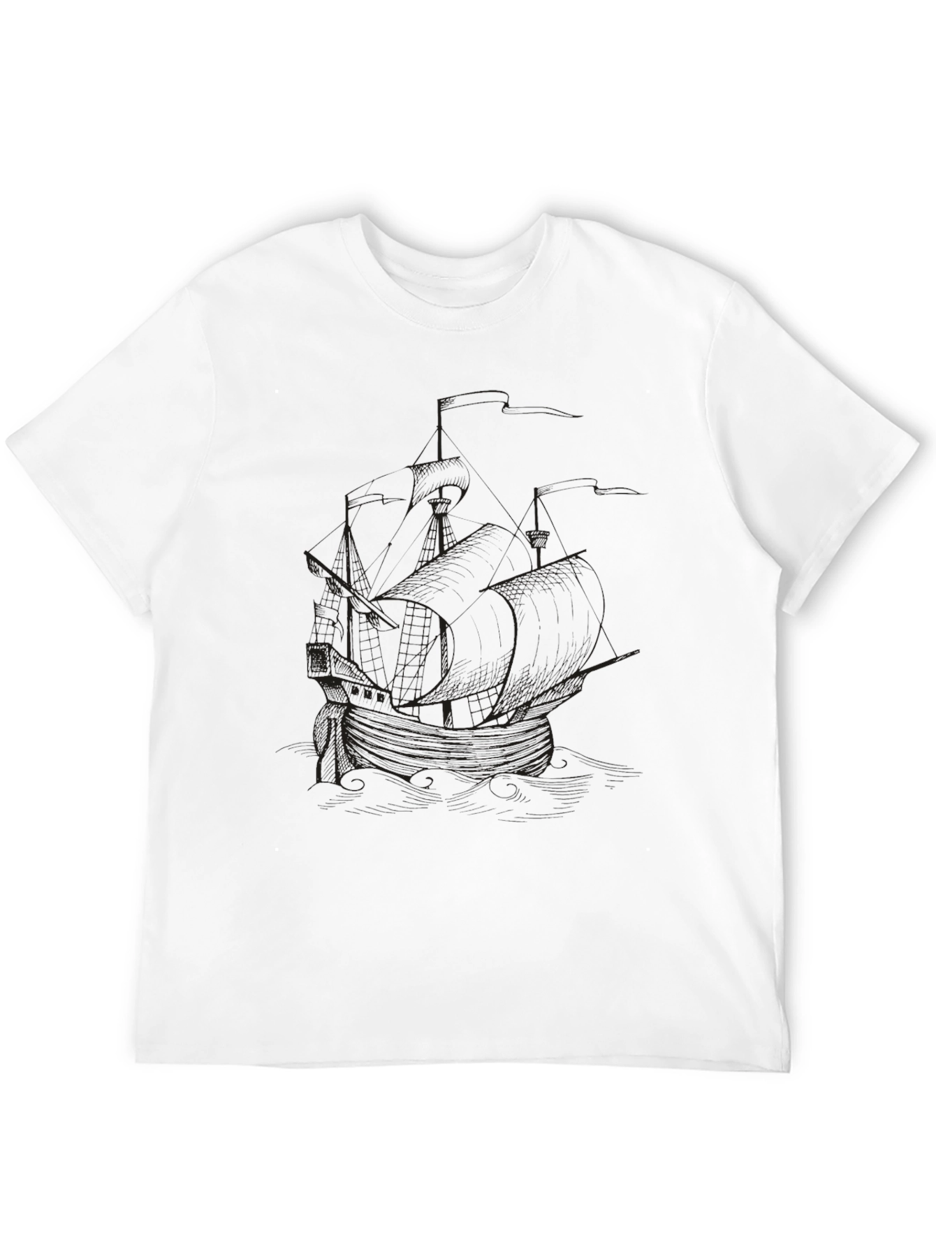 Black Men's Black Graphic Tee - Ship Design view 12