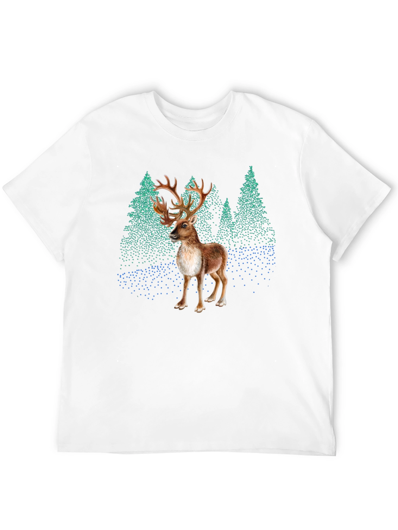 Black Reindeer Forest Graphic Tee - Stylish Nature Print view 12