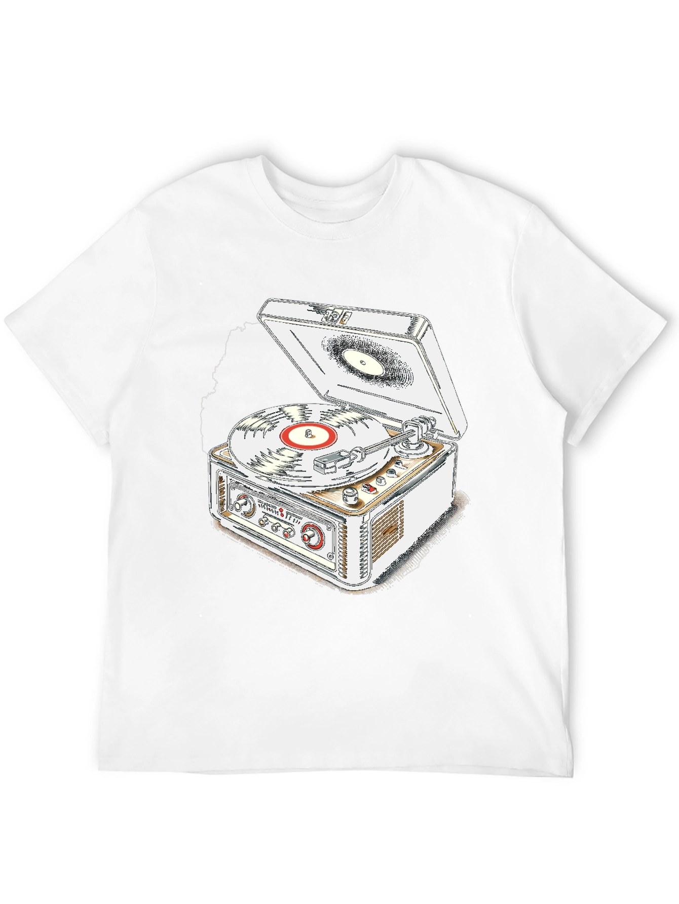 Black Vintage Record Player T-Shirt - Music Lover Tee view 12