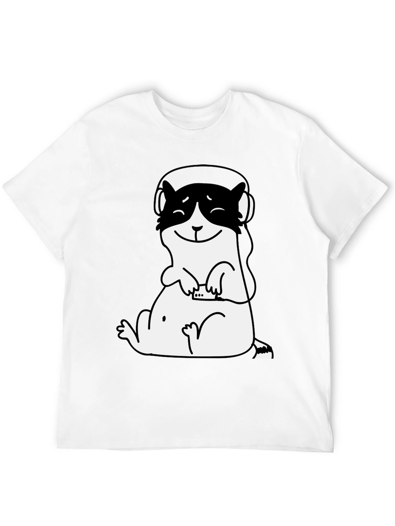 Black Cute Otter DJ Graphic Tee - Black Cotton T-Shirt view 12