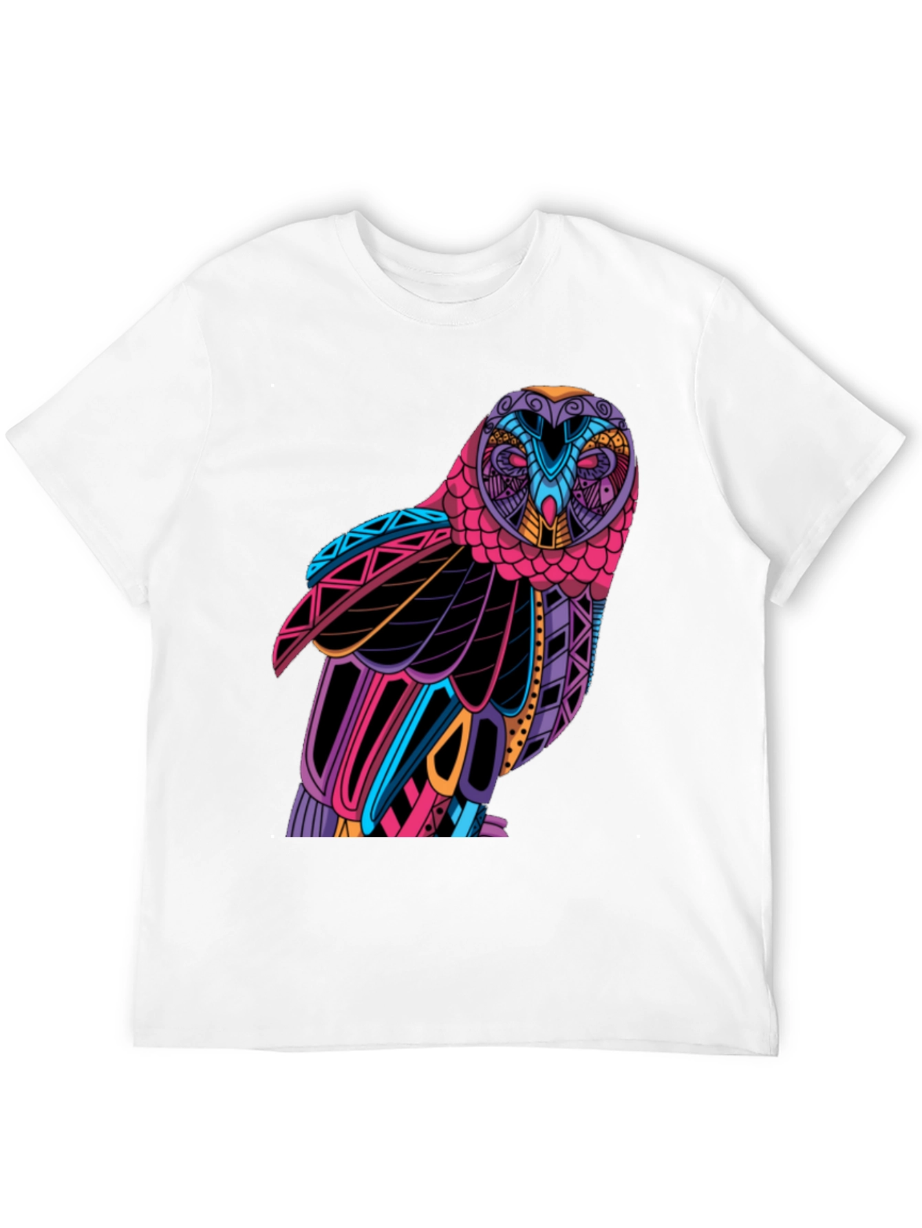 Black Colorful Owl Graphic T-Shirt - Unique Design view 12