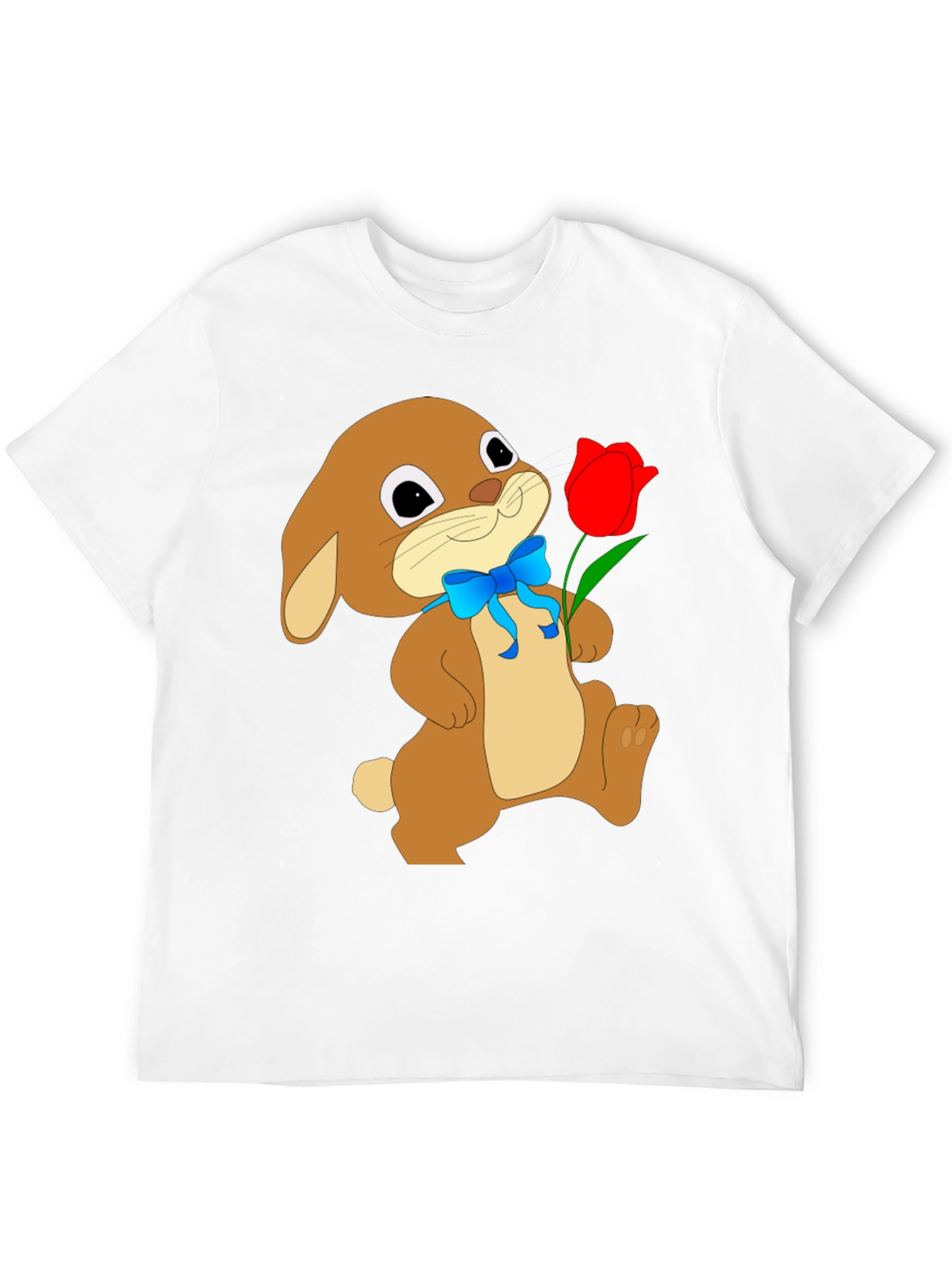 Black Bunny & Tulip Graphic Tee - Soft Black Cotton view 12