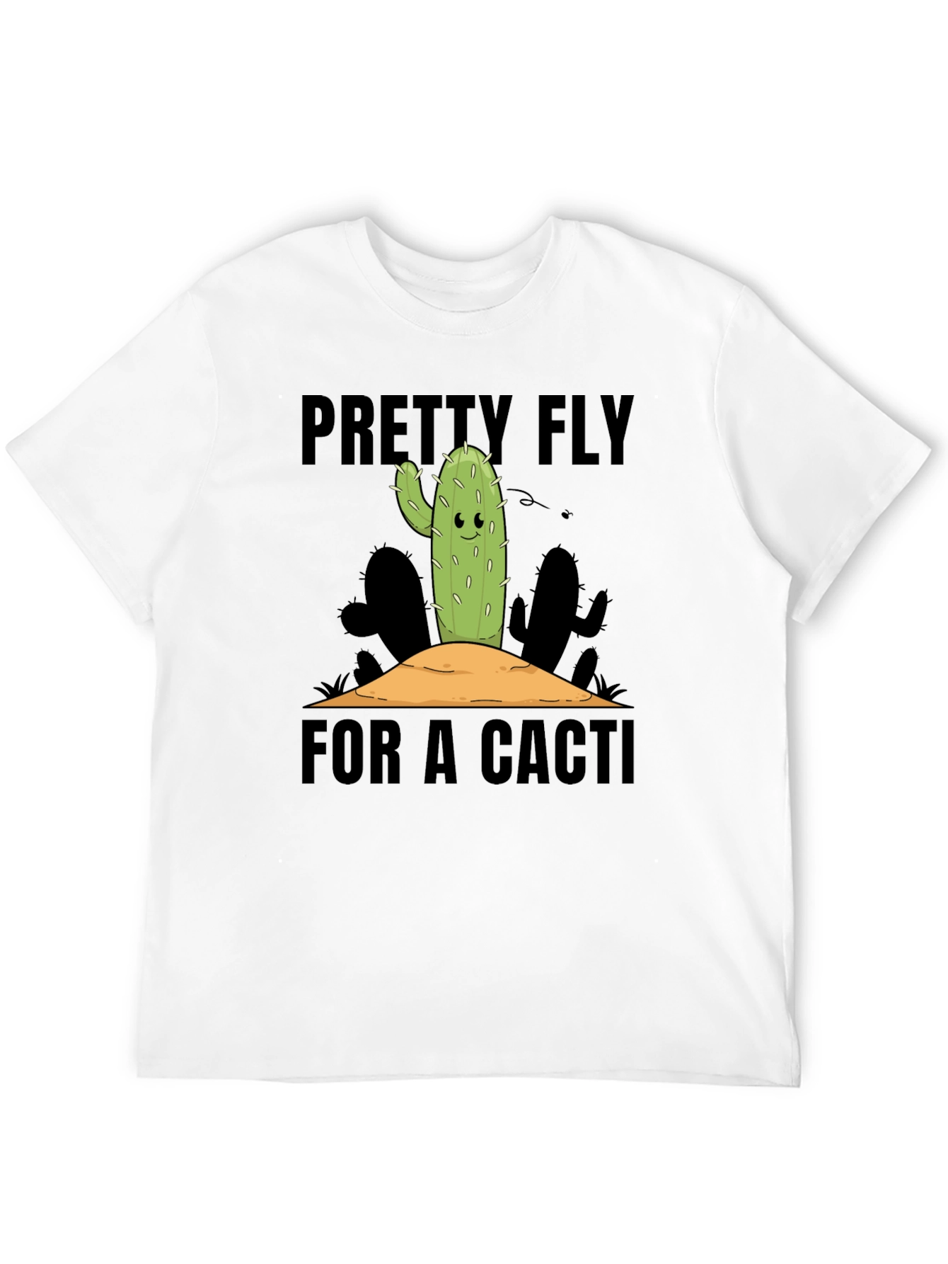 Black Pretty Fly Cactus Graphic Tee - Black Cotton Shirt view 12