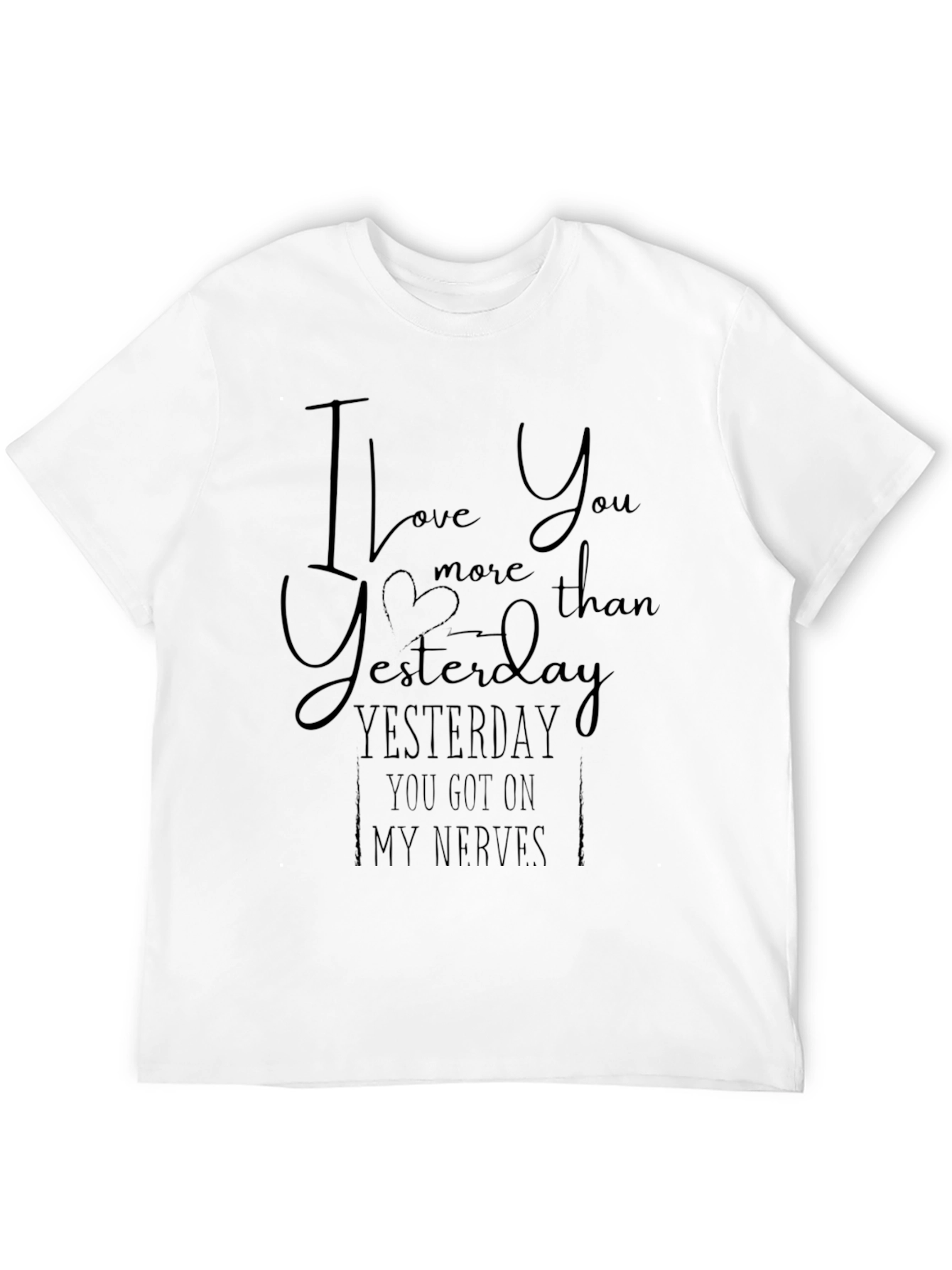 Black I Love You More Yesterday Men's Black T-Shirt view 12