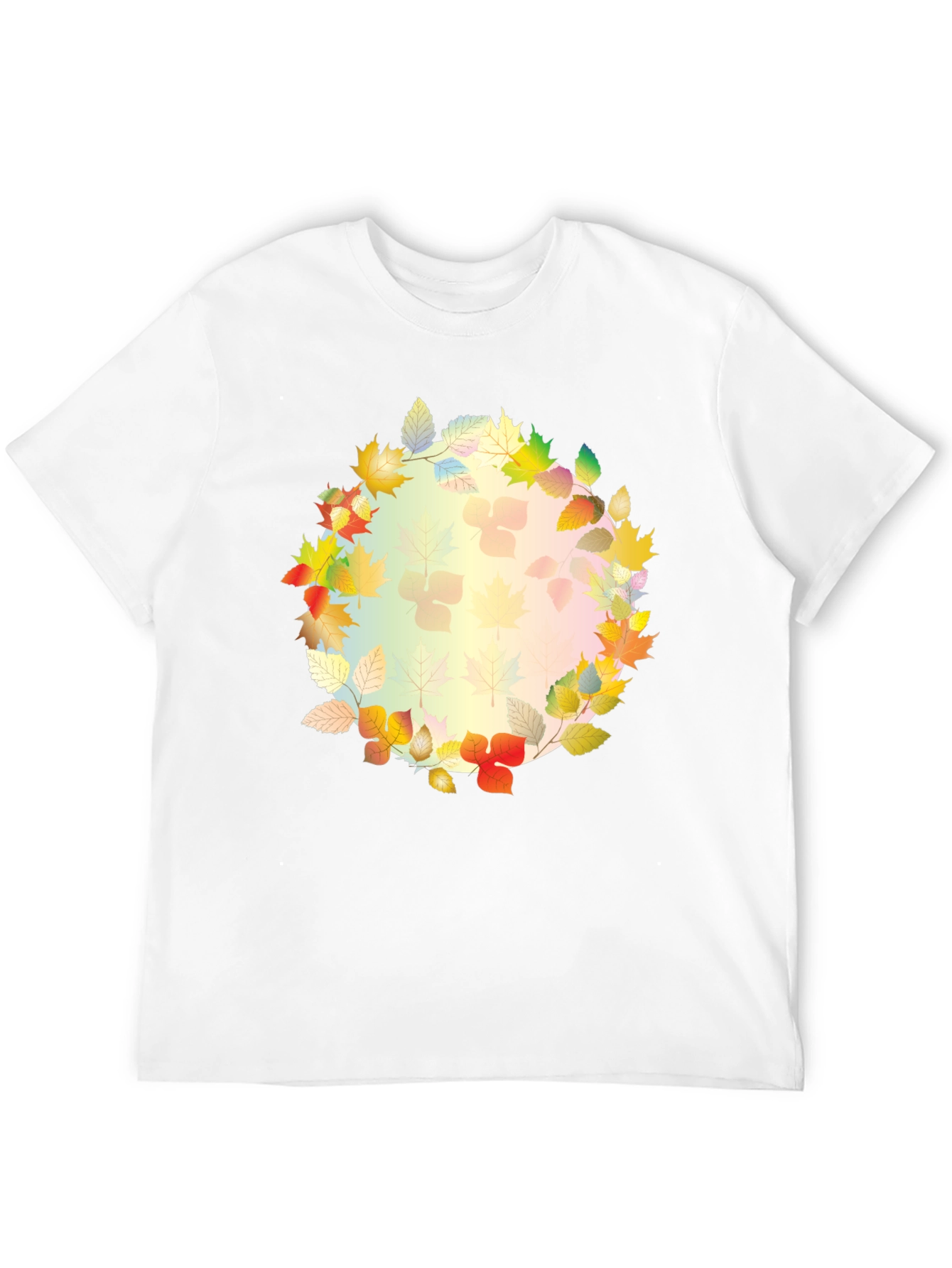 Autumn Leaf Circle Graphic Black T-Shirt - 12