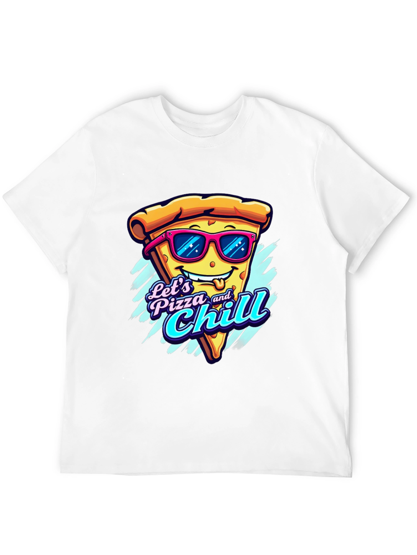 Black Let's Pizza and Chill Funny Graphic Tee view 12