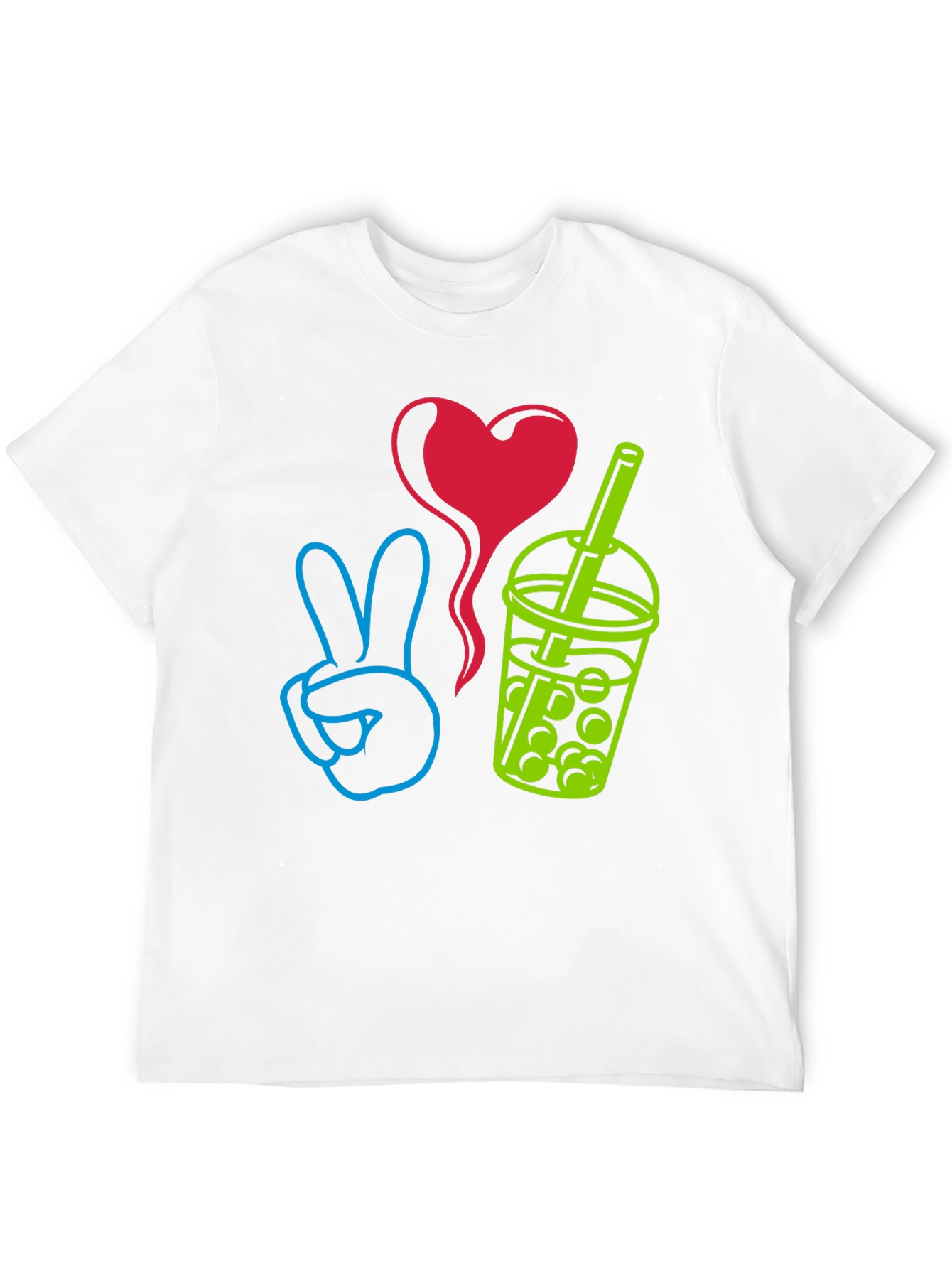 Black Peace, Love, Boba T-Shirt - Trendy Graphic Tee view 12