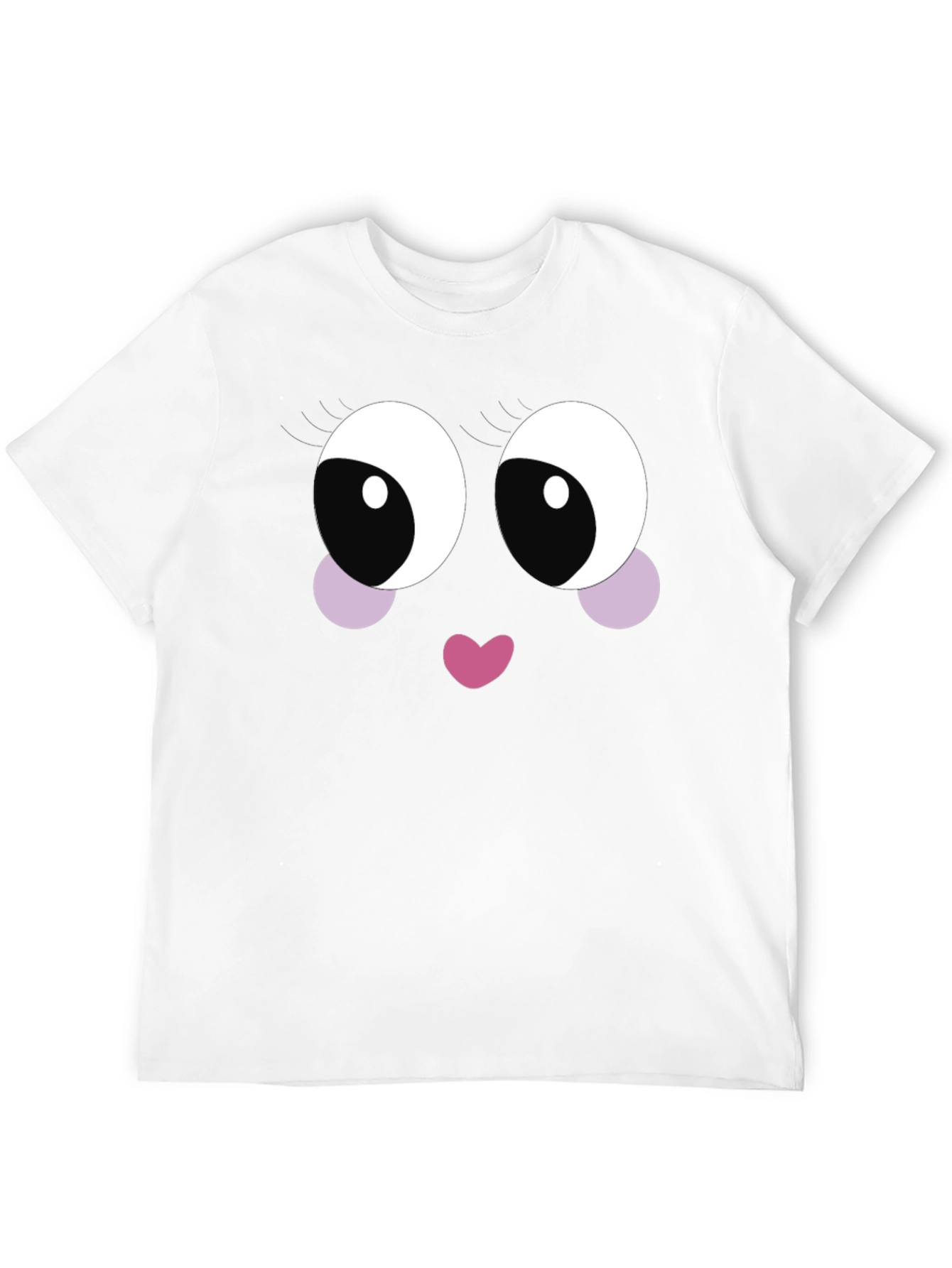 Black Cute Cartoon Face Black T-Shirt view 12