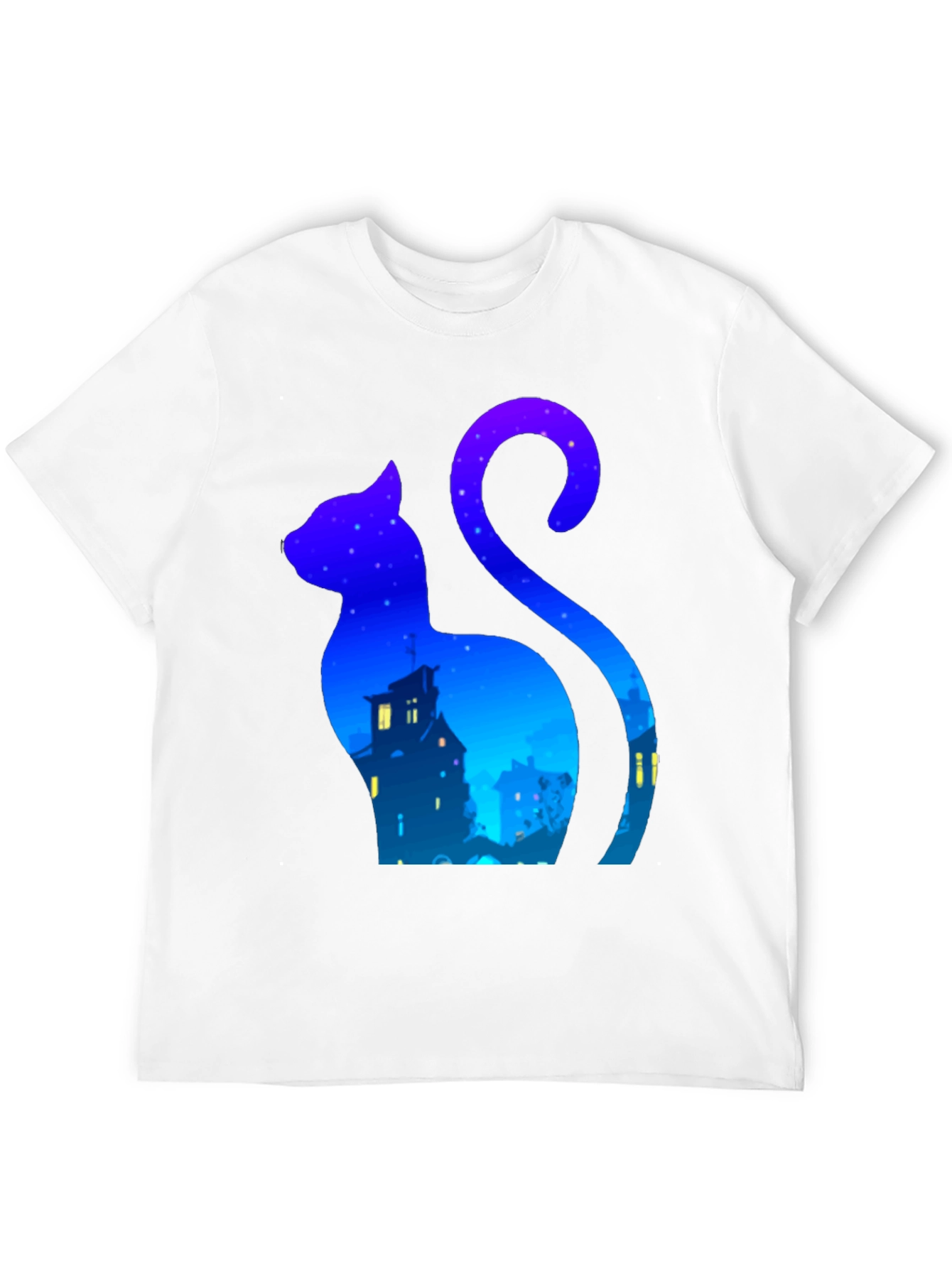 Black Cat Silhouette Night Sky T-Shirt - Urban Style view 12