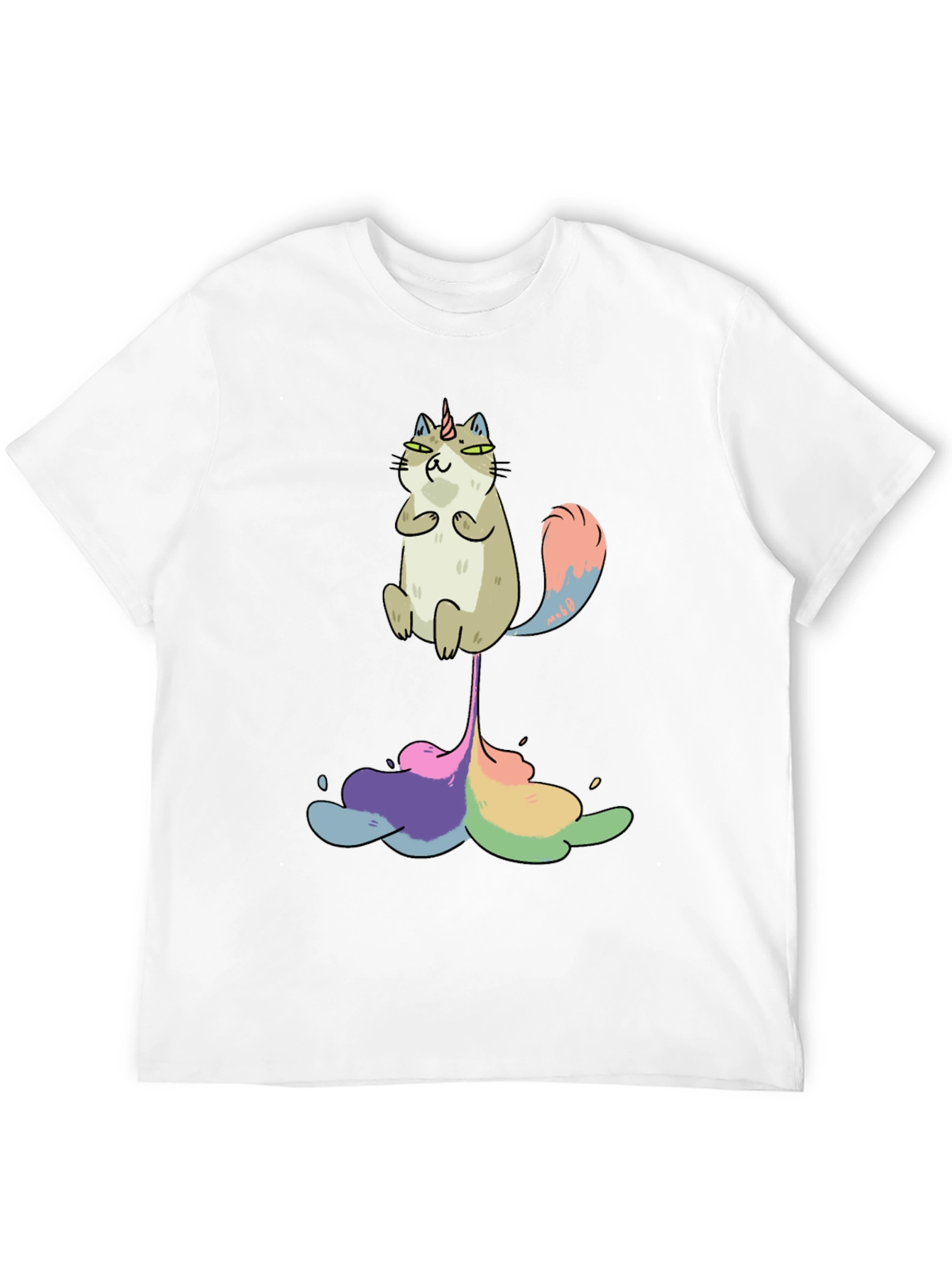 Black Unicorn Cat Rainbow Funny Black T-Shirt view 12