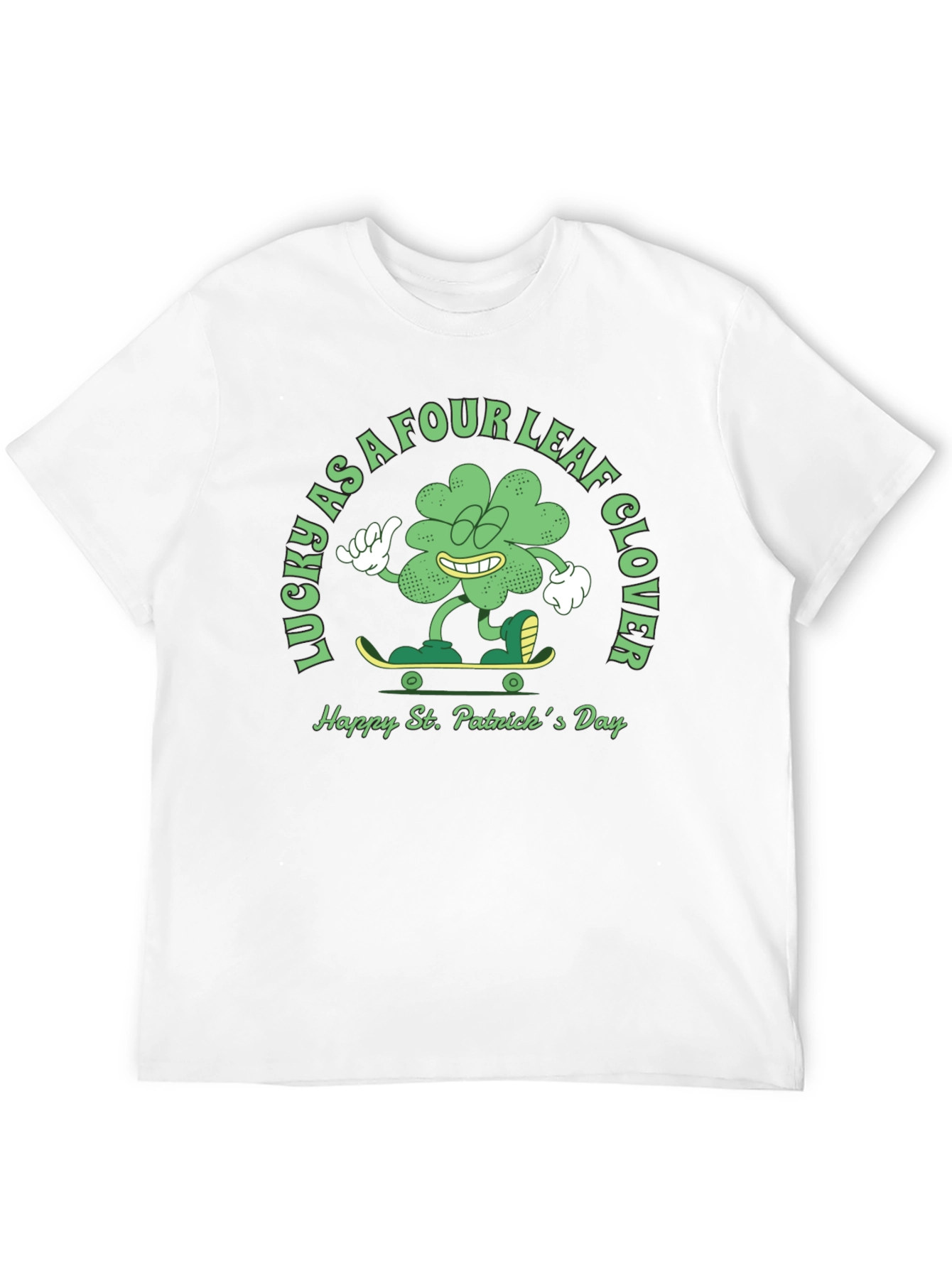Black Lucky Four Leaf Clover St. Patrick's Day T-Shirt view 12