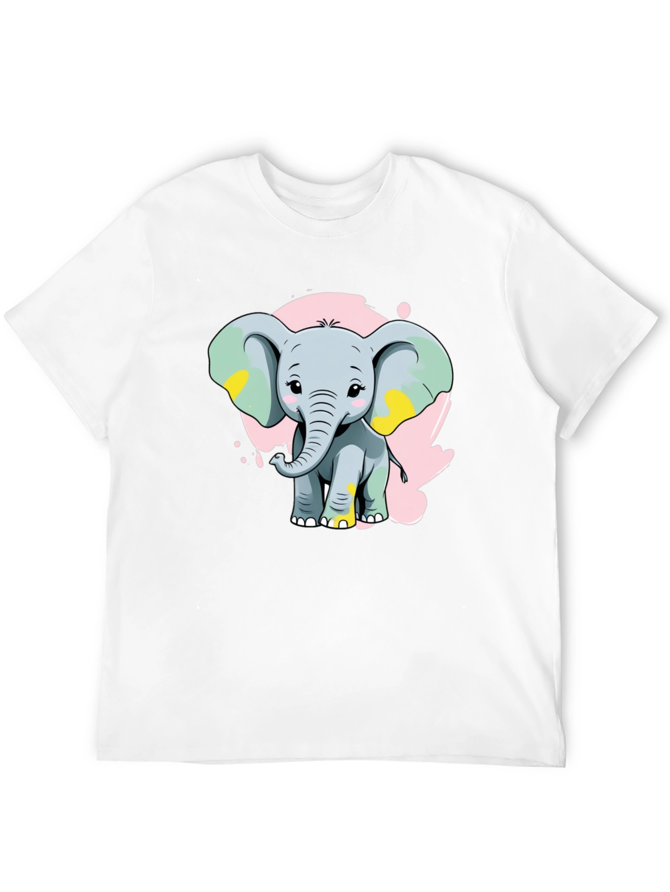 Black Cute Elephant Graphic Tee - Black Cotton Blend Shirt view 12