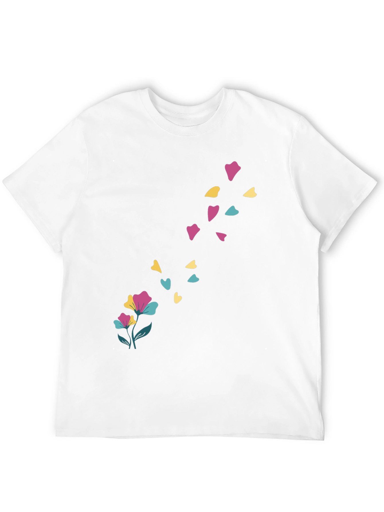 Black Floral Heart Petal Black T-Shirt view 12