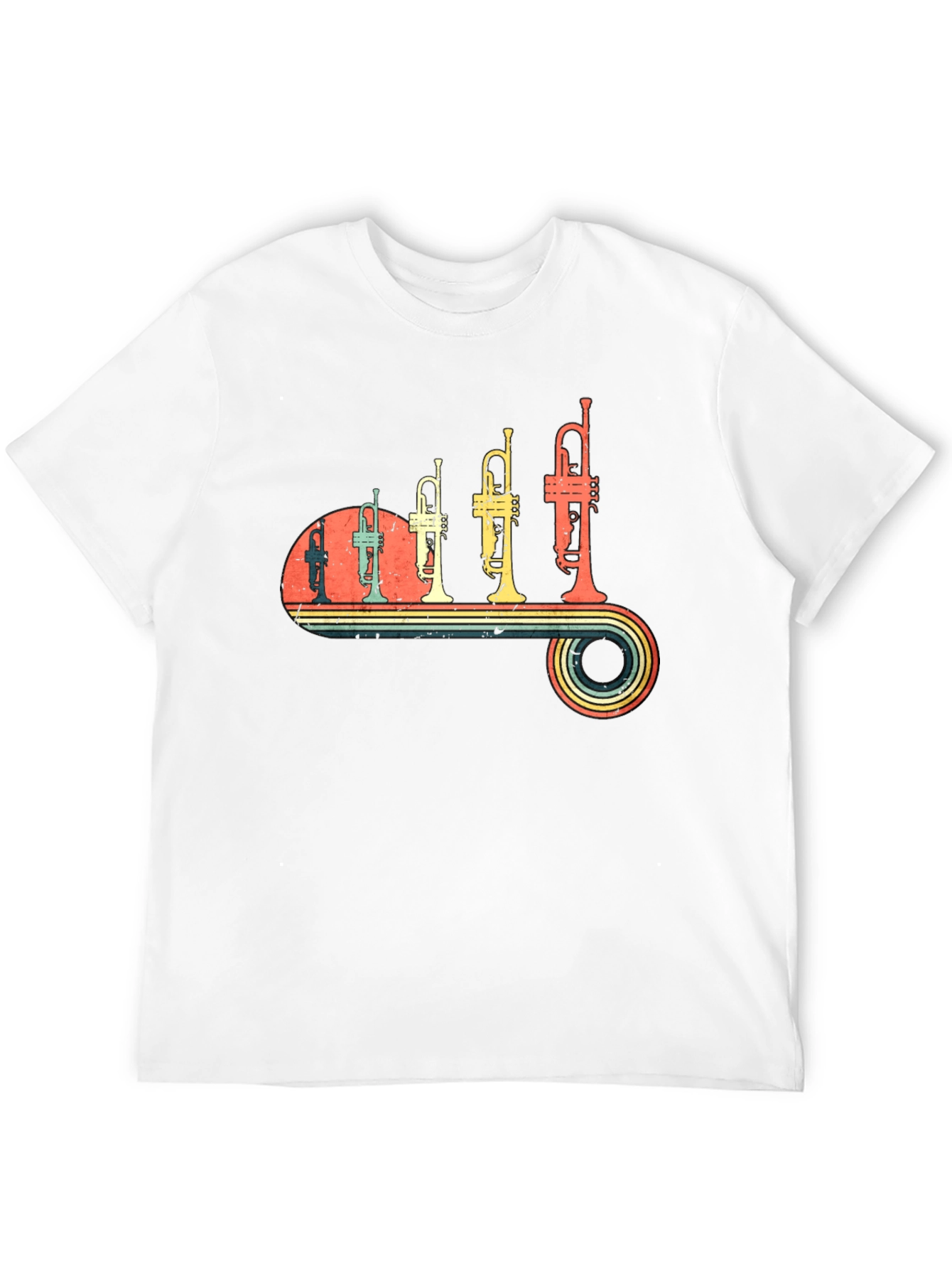 Black Retro Trumpet Music T-Shirt view 12