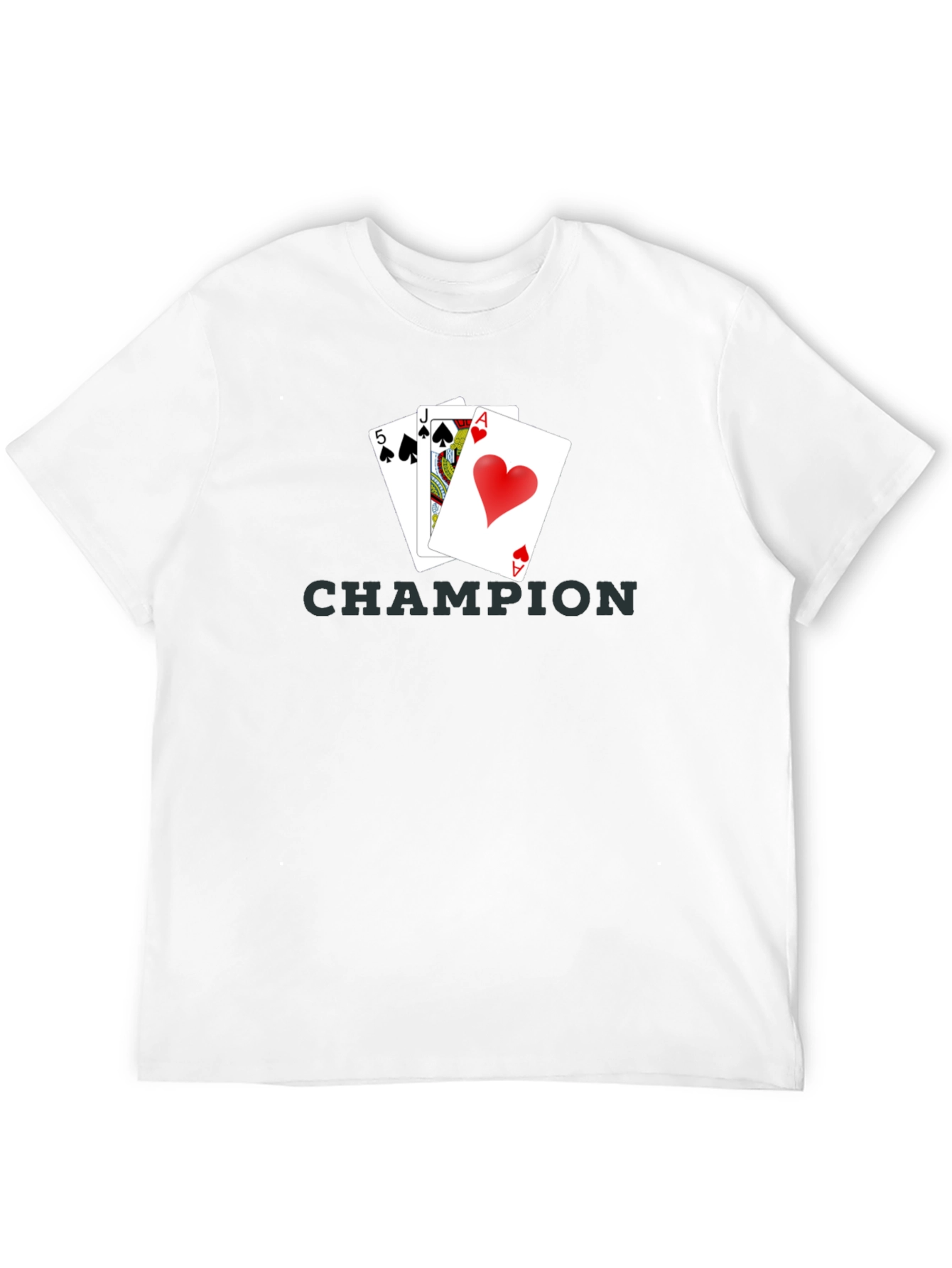 Champion Poker Hand T-Shirt - Ace, Jack, 5 Cards Design - 12