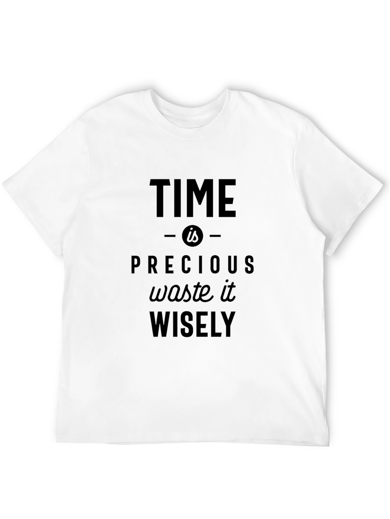 Black Time is Precious Slogan Black Graphic T-Shirt view 12