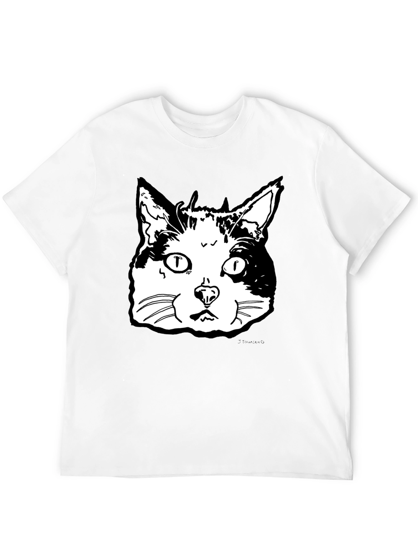 Black Cat Face Graphic T-Shirt - Black view 12