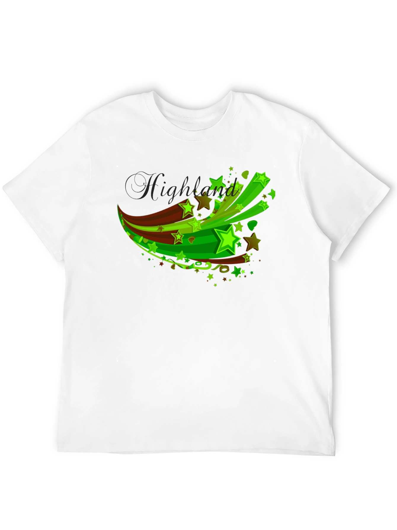 Black Men's Black T-Shirt with Green Star Graphic view 12