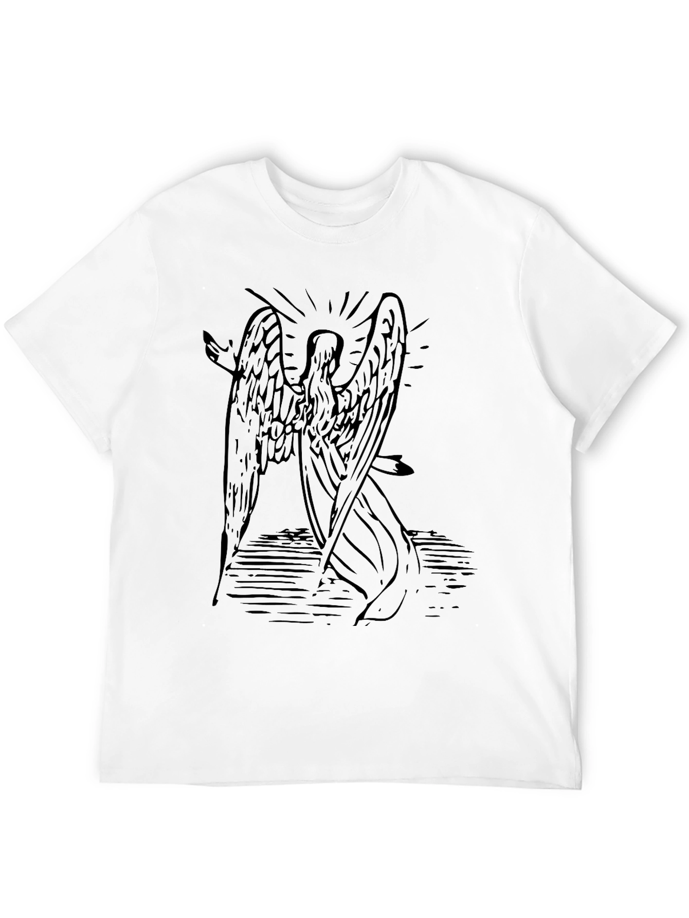 Black Angel Wings Graphic Print Black T-Shirt view 12