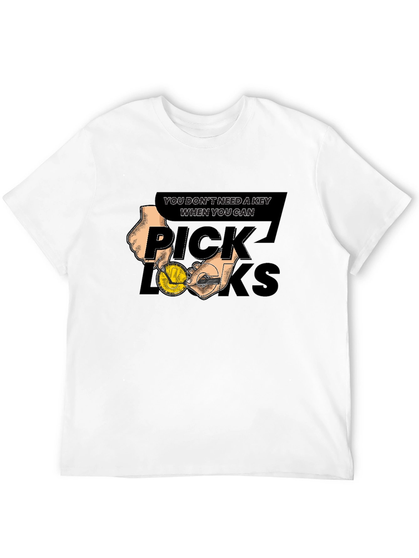 Black Pick Locks Graphic Tee - No Key Needed T-Shirt view 12