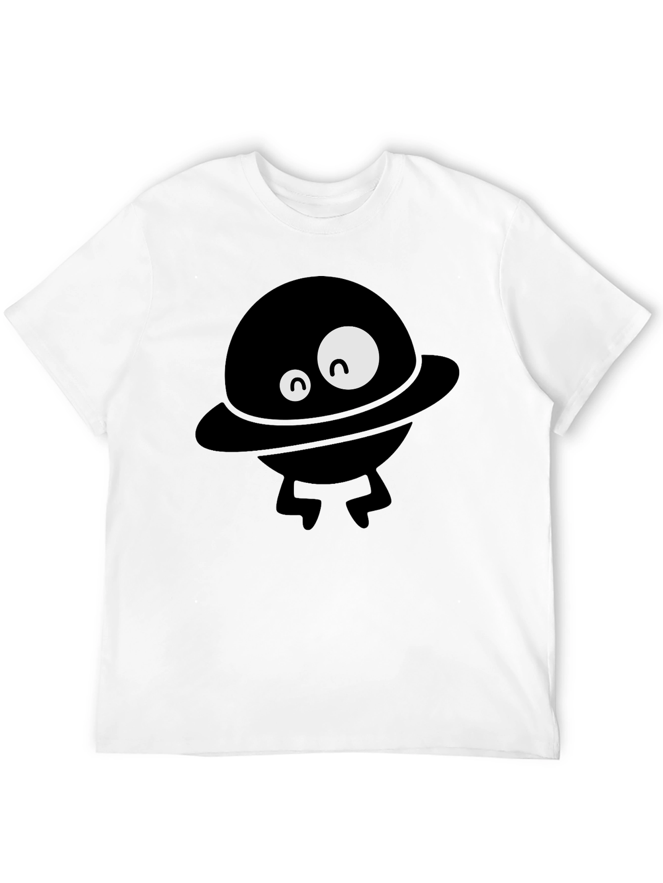 Black Funny Alien UFO Graphic Black T-Shirt view 12