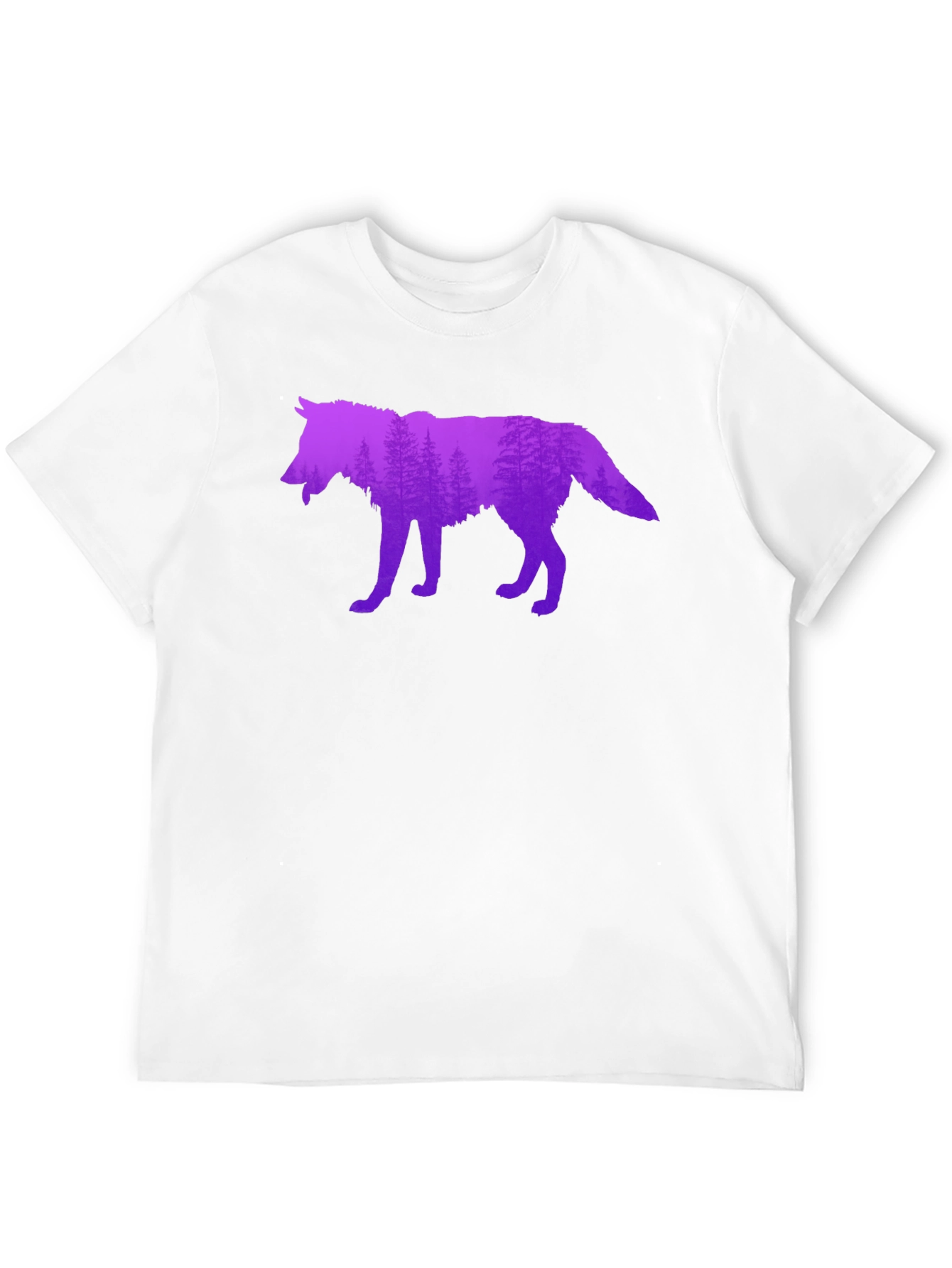 Black Wolf Silhouette Forest Graphic T-Shirt view 12