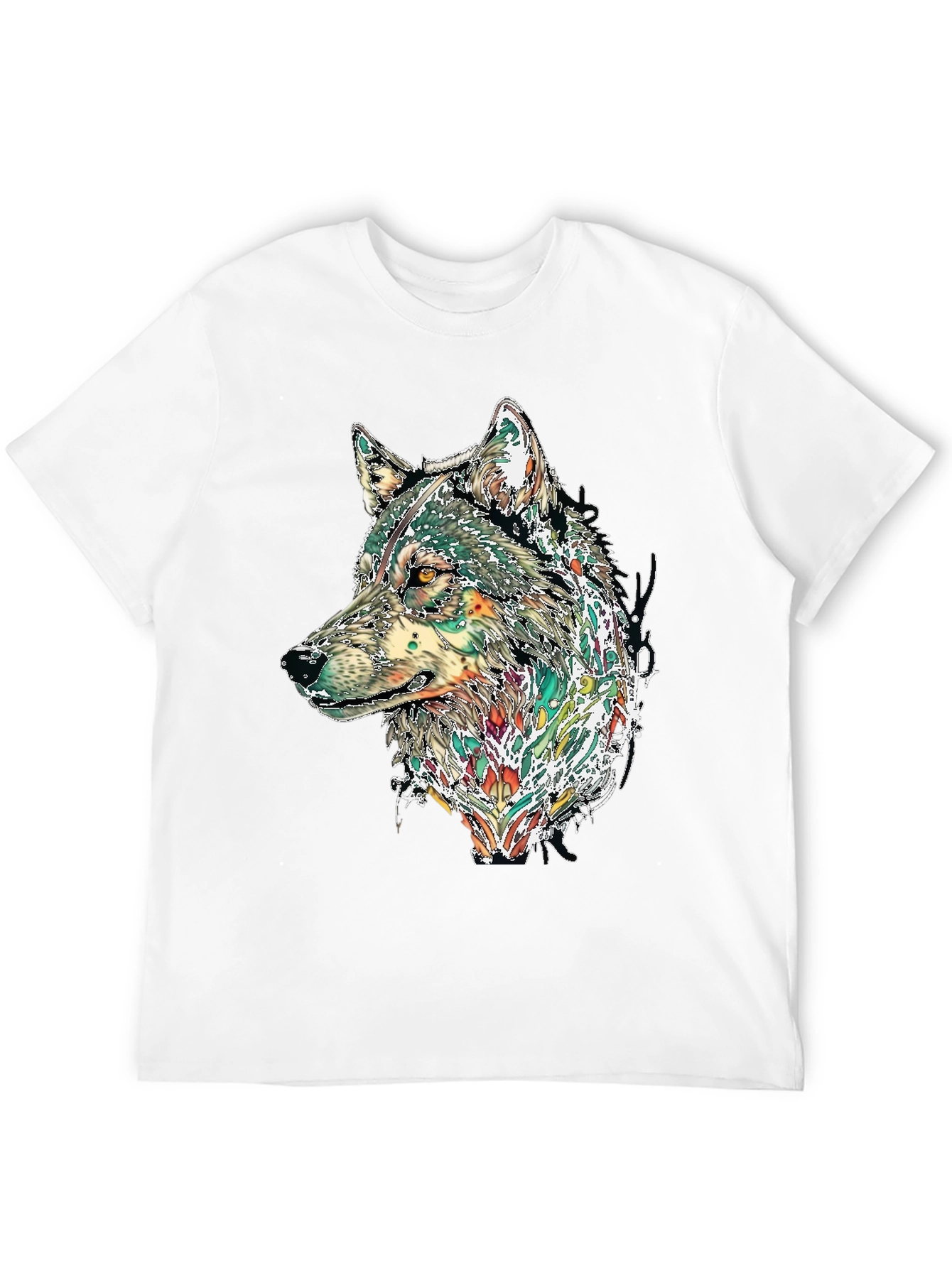 Black Wolf Graphic Print Black T-Shirt view 12