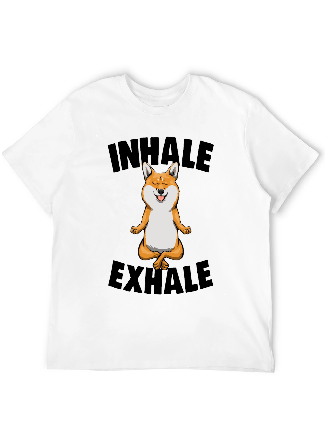 Black Yoga Dog T-Shirt - Inhale Exhale Meditation Tee view 12