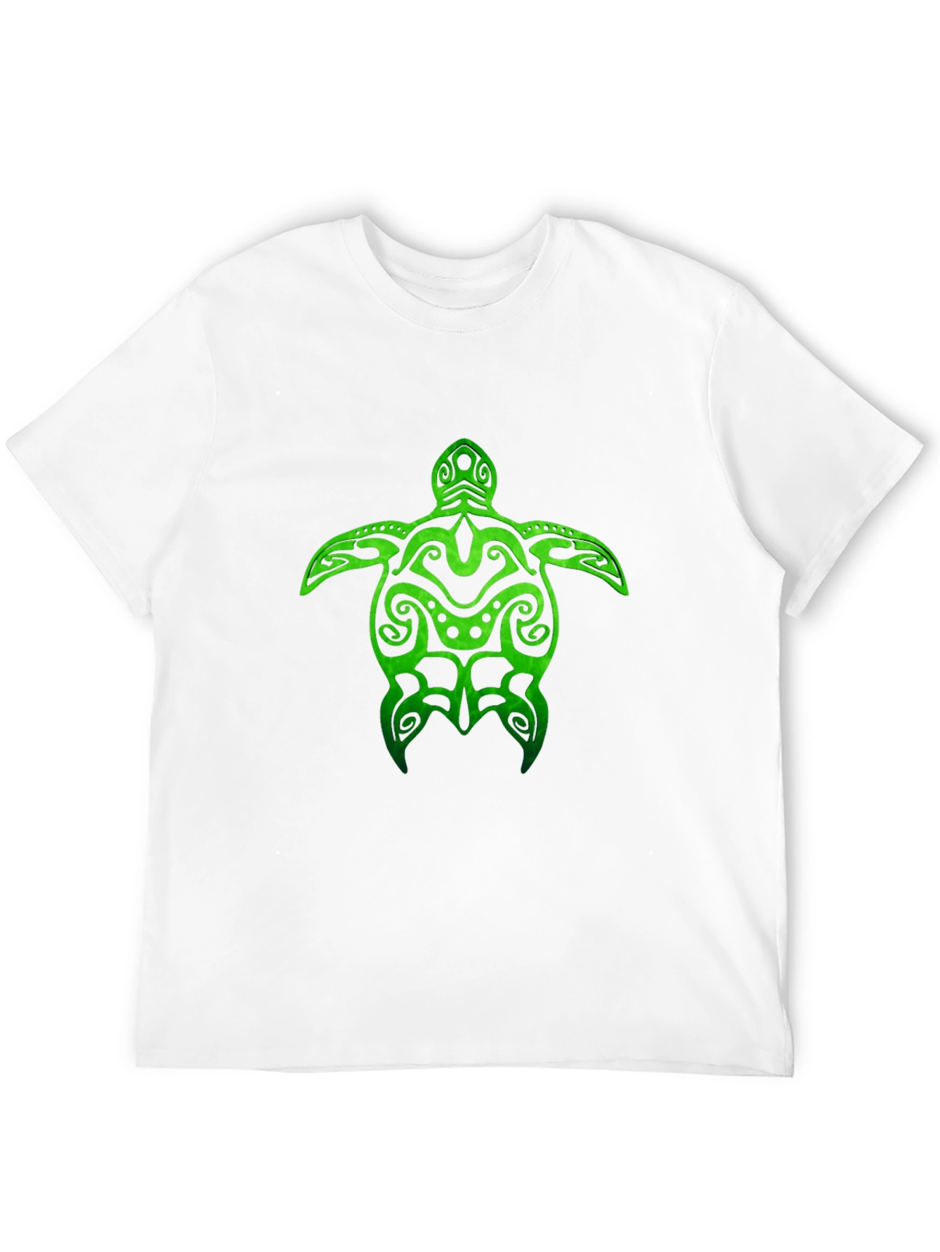 Black Green Turtle Tribal Design Black T-Shirt view 12