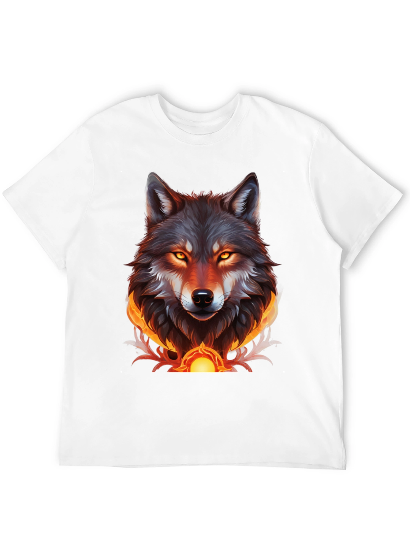 Black Fiery Wolf Graphic Tee - Bold Black T-Shirt view 12