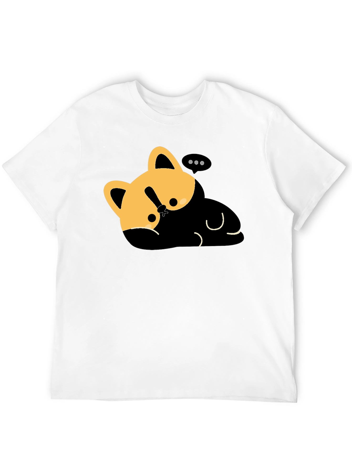Black Cute Cat Nap T-Shirt - Relaxed Fit, Black view 12