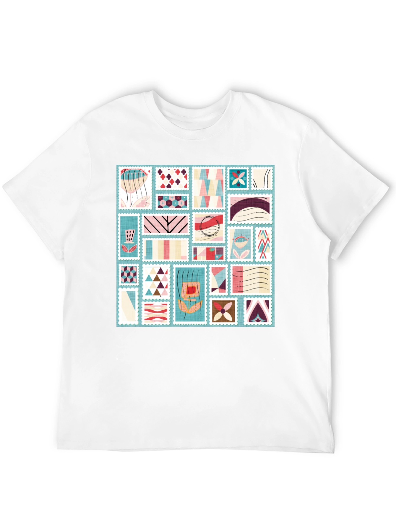 Black Abstract Stamp Print Tee - Modern Graphic T-Shirt view 12