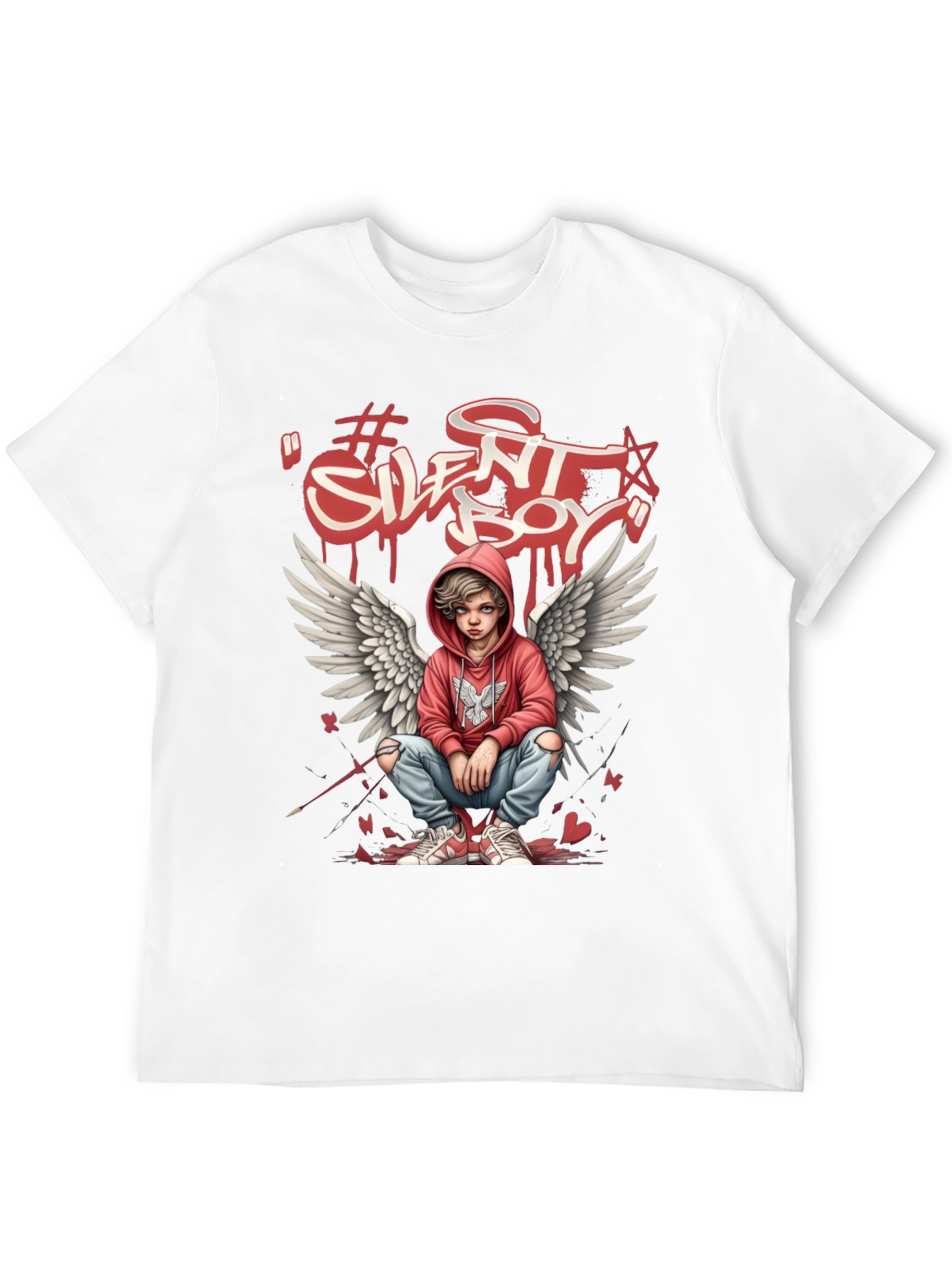 Black Silent Boy Graphic Tee - Black Cotton T-Shirt view 12