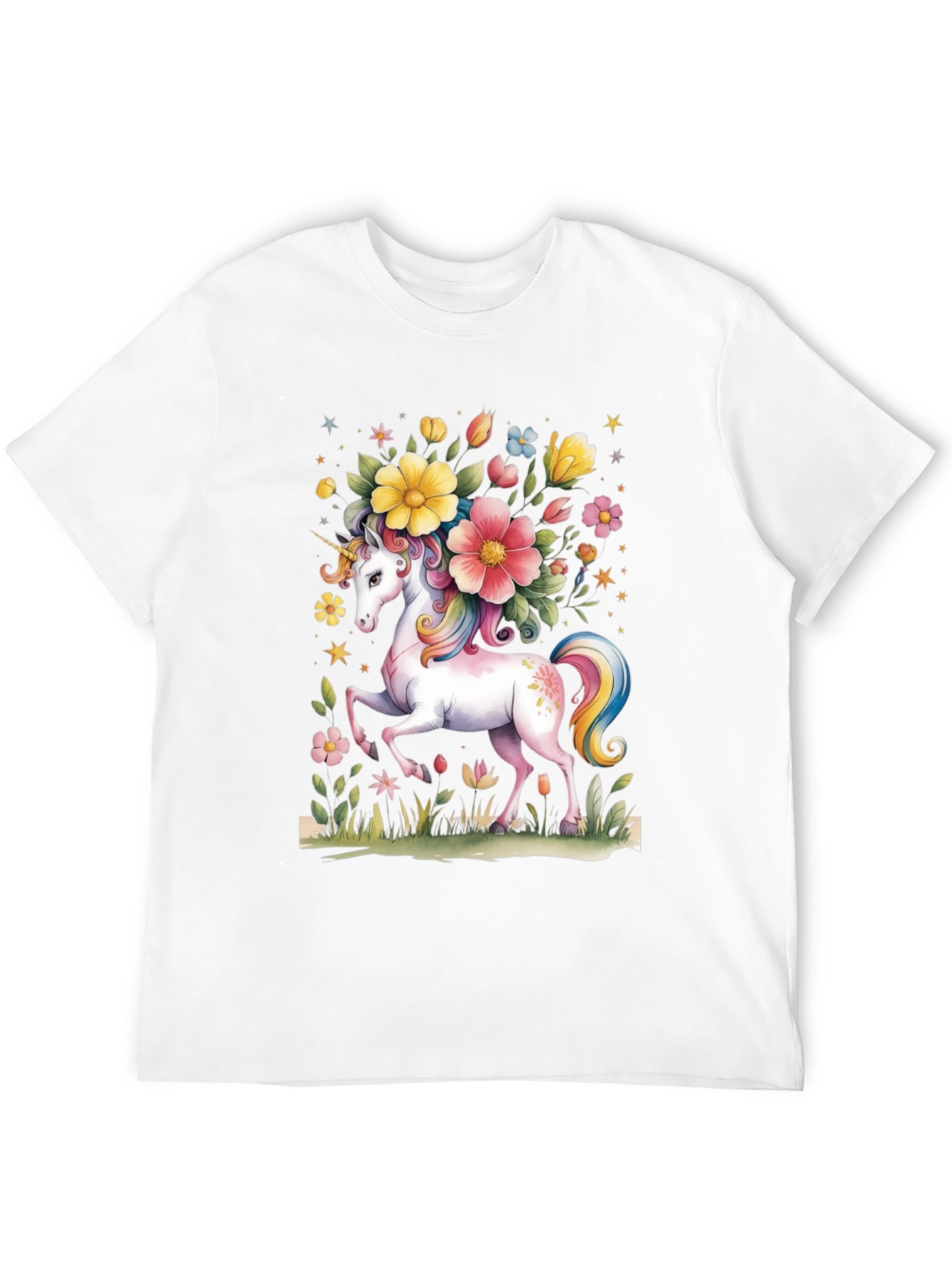Black Unicorn Floral Graphic Tee - Black Cotton T-Shirt view 12