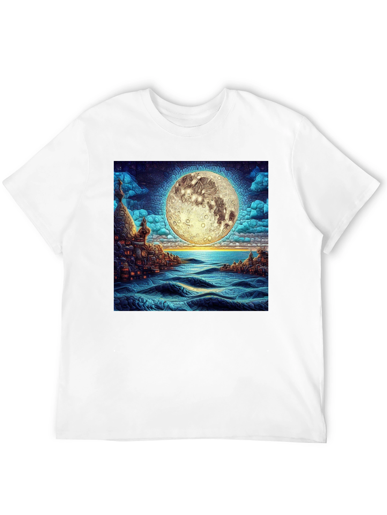 Black Moonlit Cityscape Graphic Tee view 12