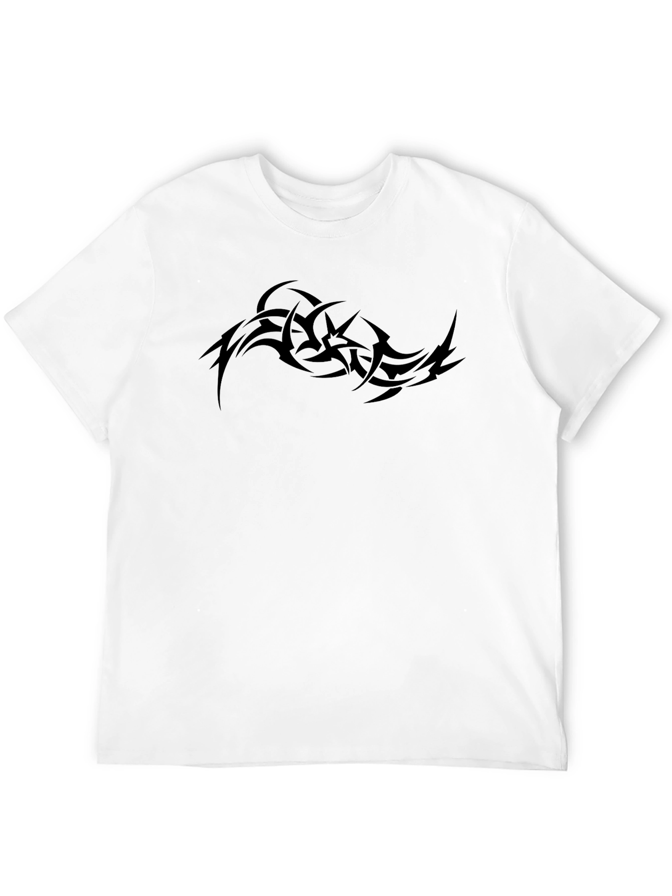 Black Men's Black Graphic Tee - Tribal Tattoo Design view 12