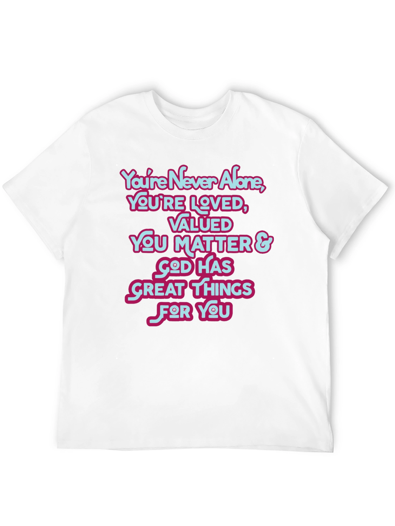 Black Inspirational T-Shirt: You're Never Alone Christian Tee view 12