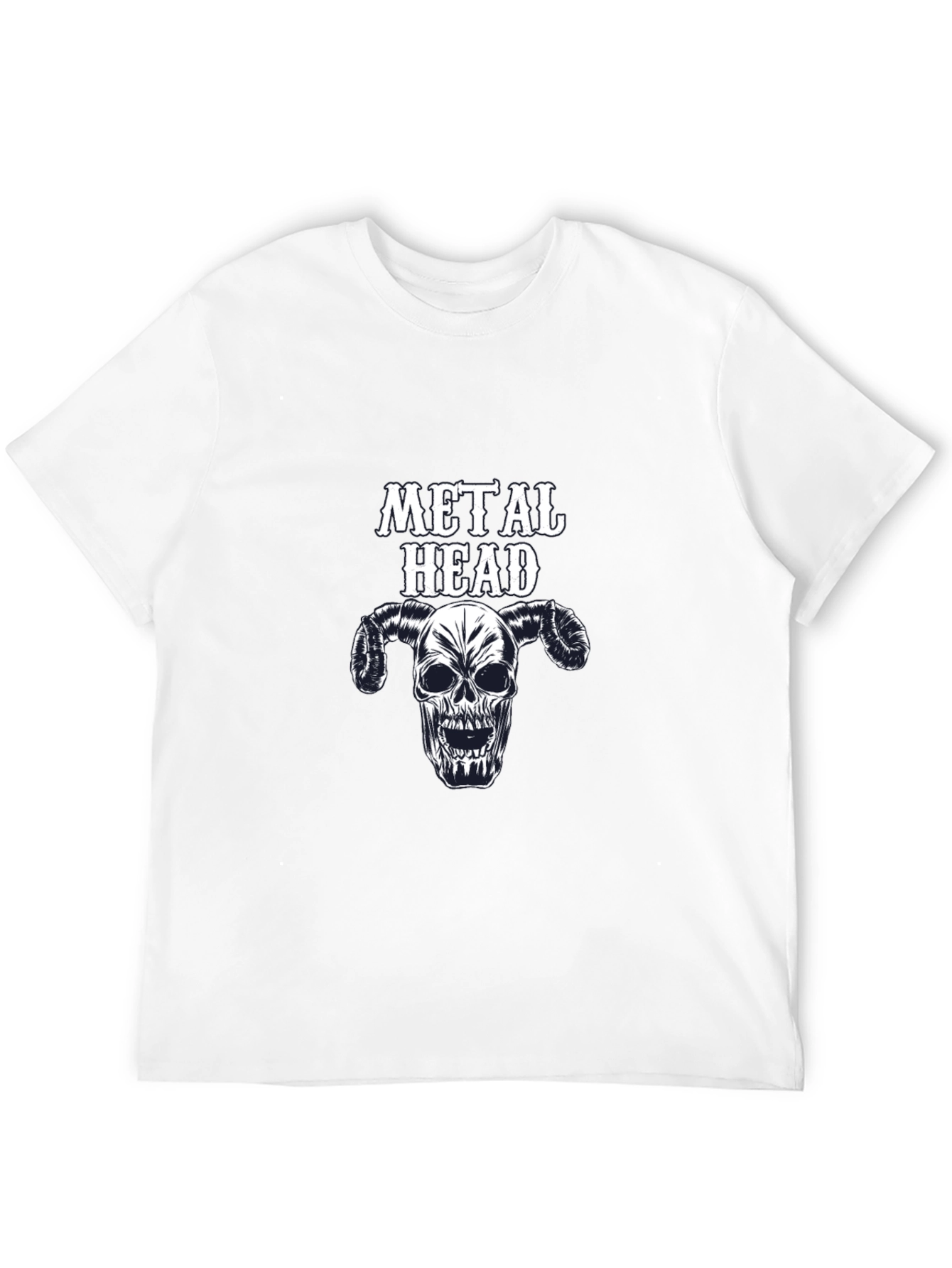 Metal Head Graphic Tee - Skull Horns Black T-Shirt - 12