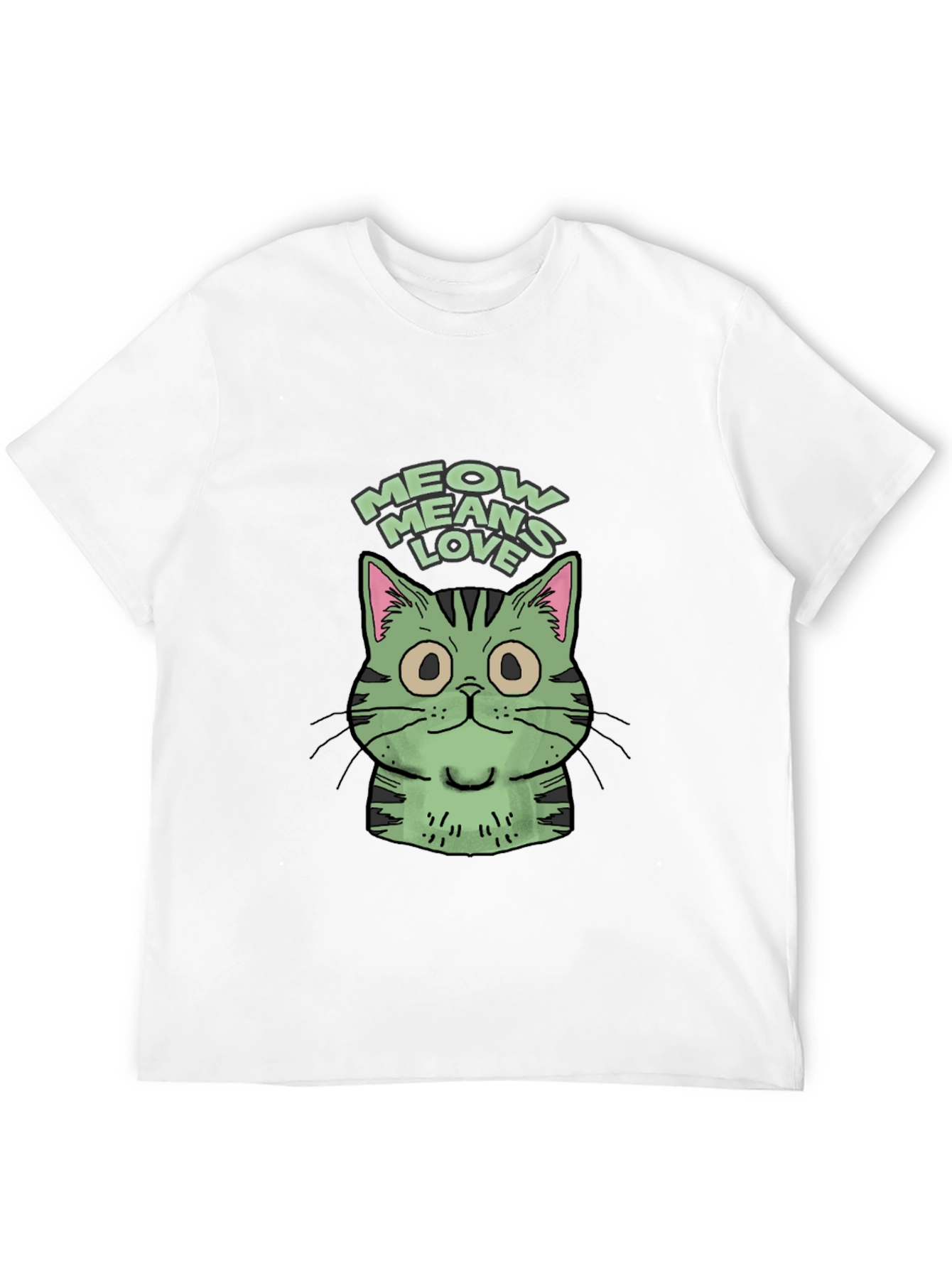 Black Meow Means Love Cat Graphic Tee - Unisex Black T-Shirt view 12