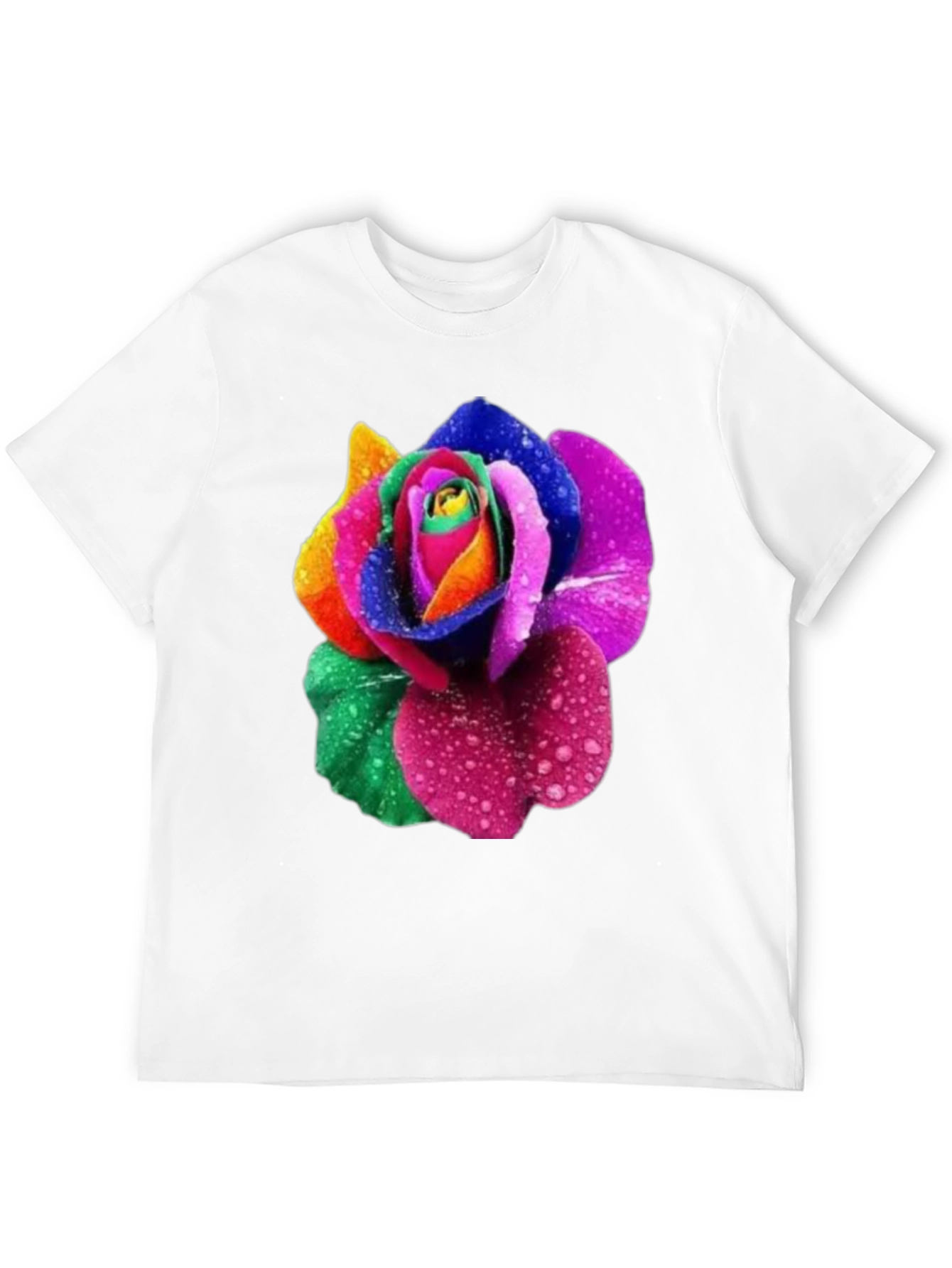 Rainbow Rose Graphic Tee - Men's Black T-Shirt - 12