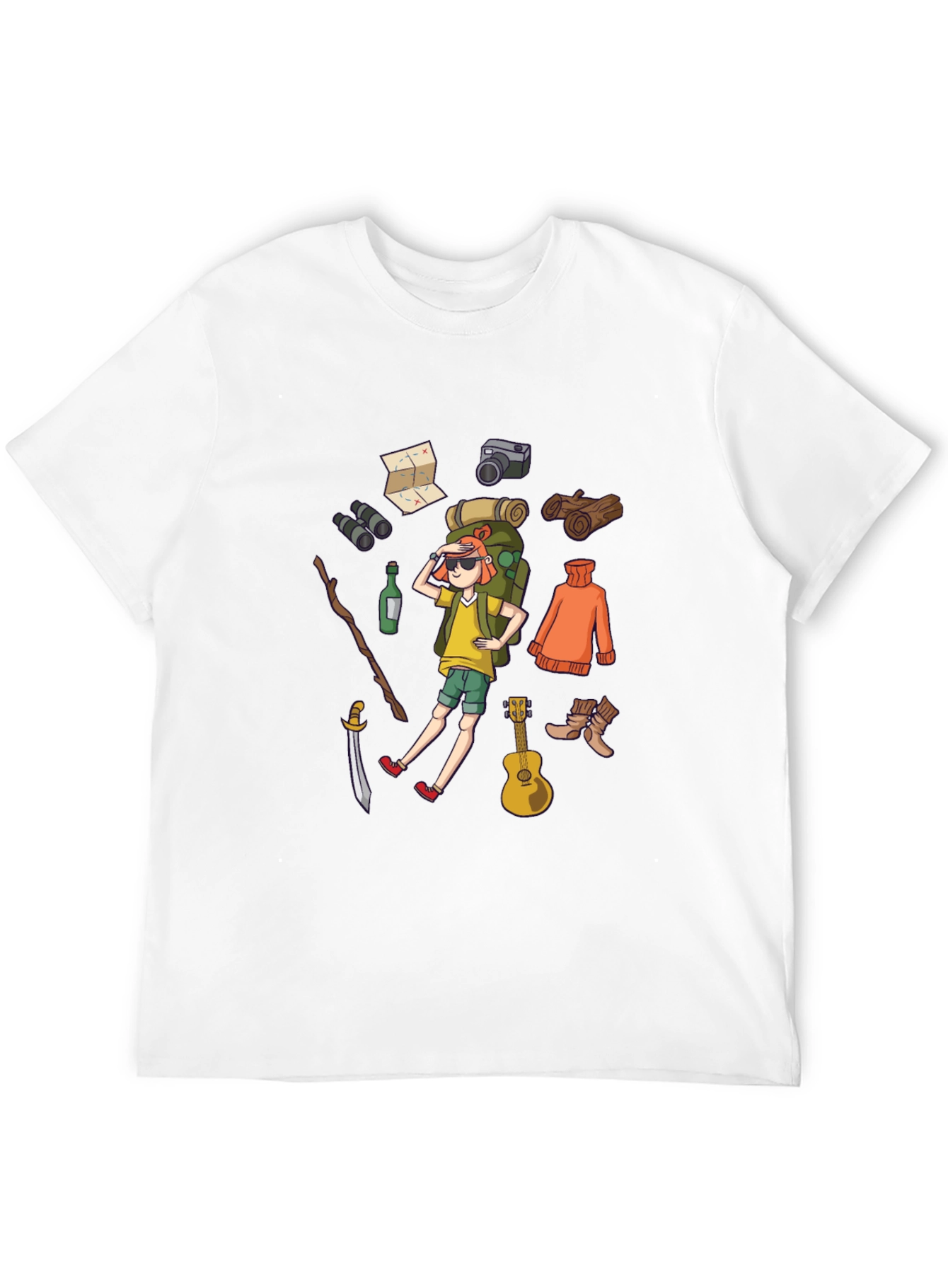 Black Cartoon Hiker Black T-Shirt view 12