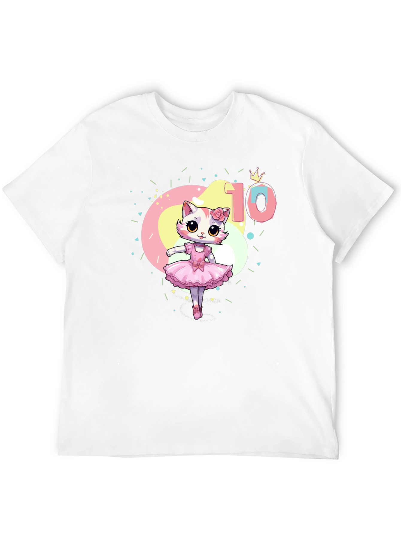 Black Cute Cat Ballerina 10th Birthday T-Shirt view 12