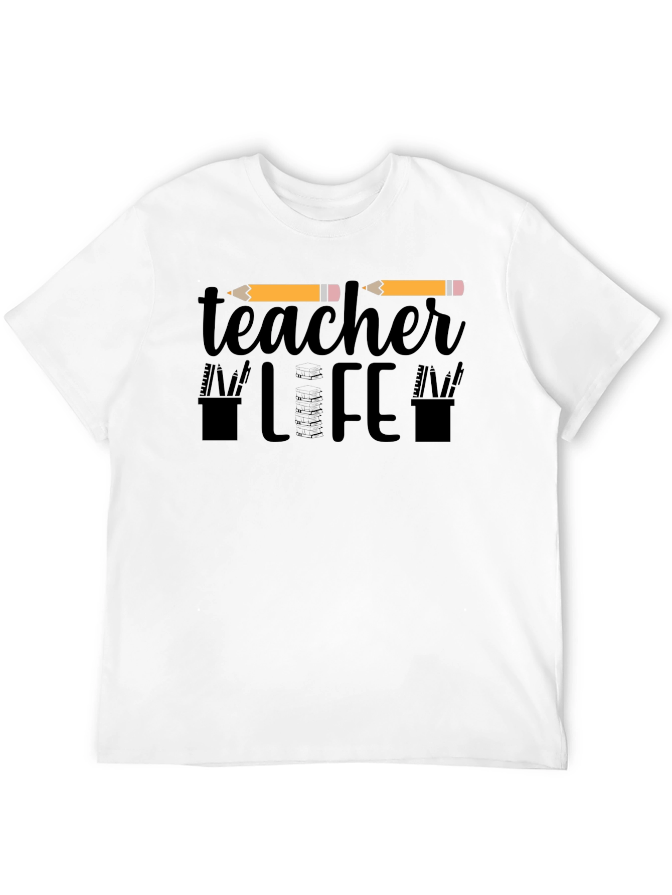 Black Teacher Life Graphic Tee - Black Unisex T-Shirt view 12