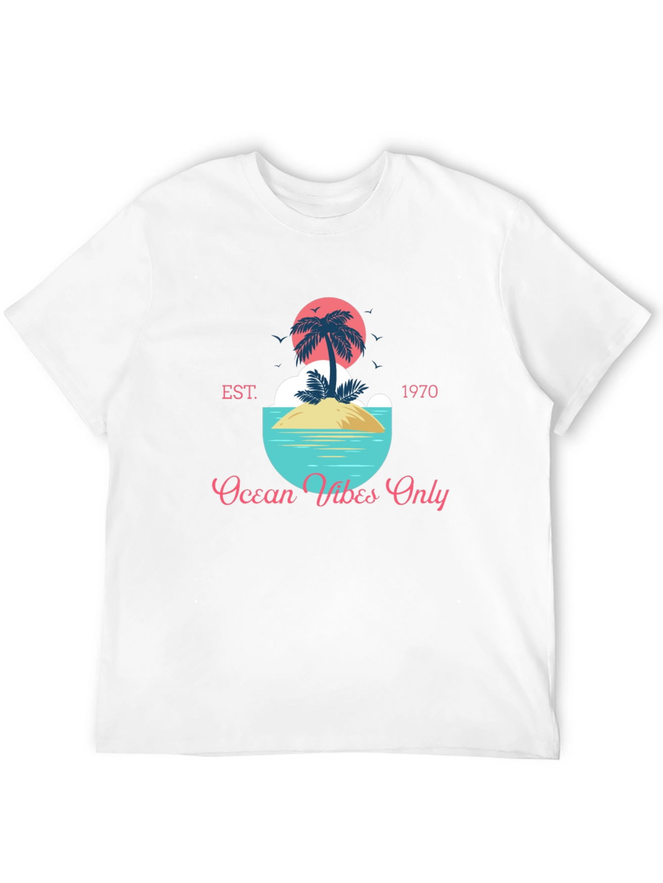 Black Ocean Vibes Only T-Shirt - Tropical Island Design view 12