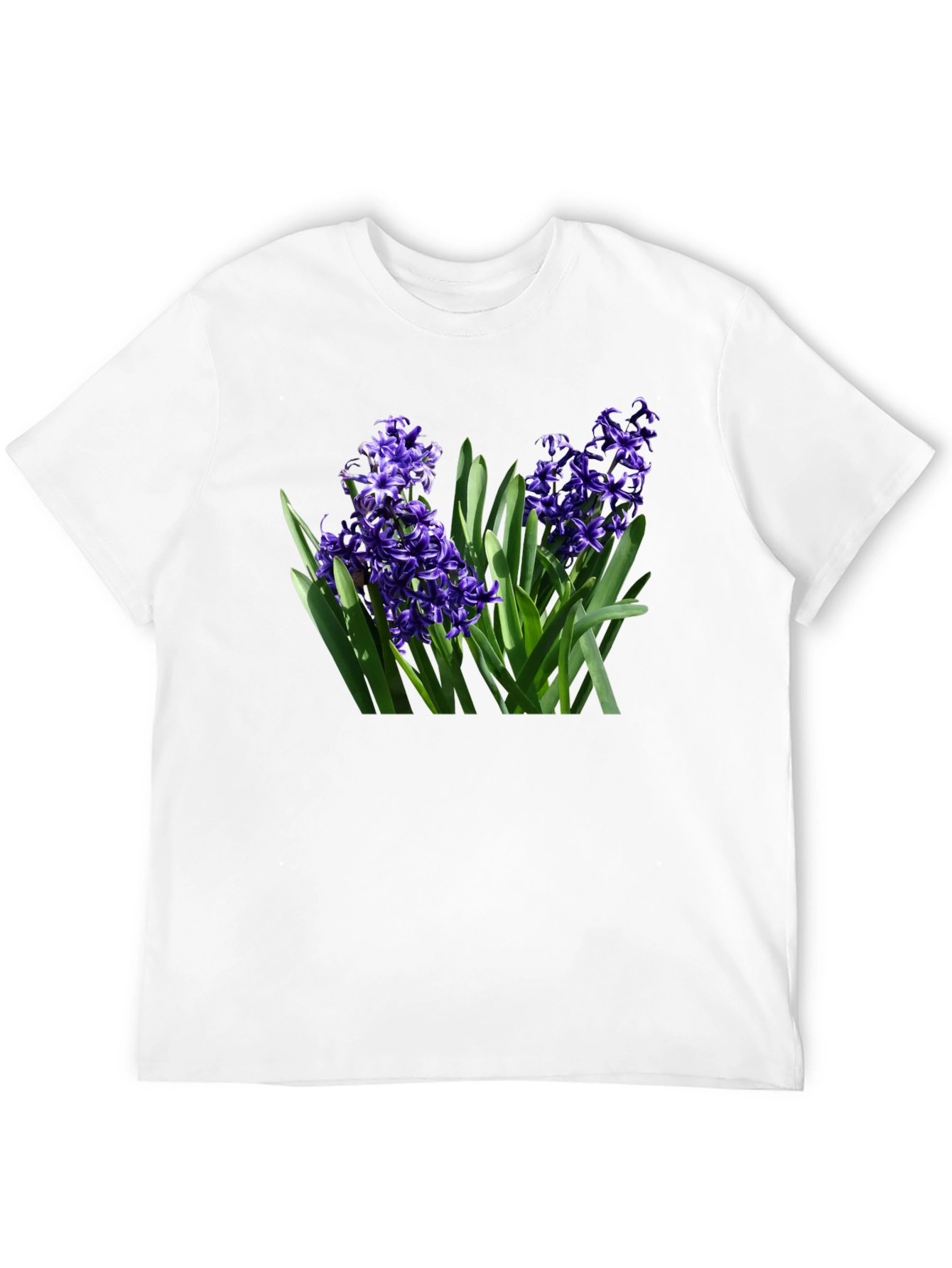 Black Floral Hyacinth Graphic Tee - Black Cotton T-Shirt view 12