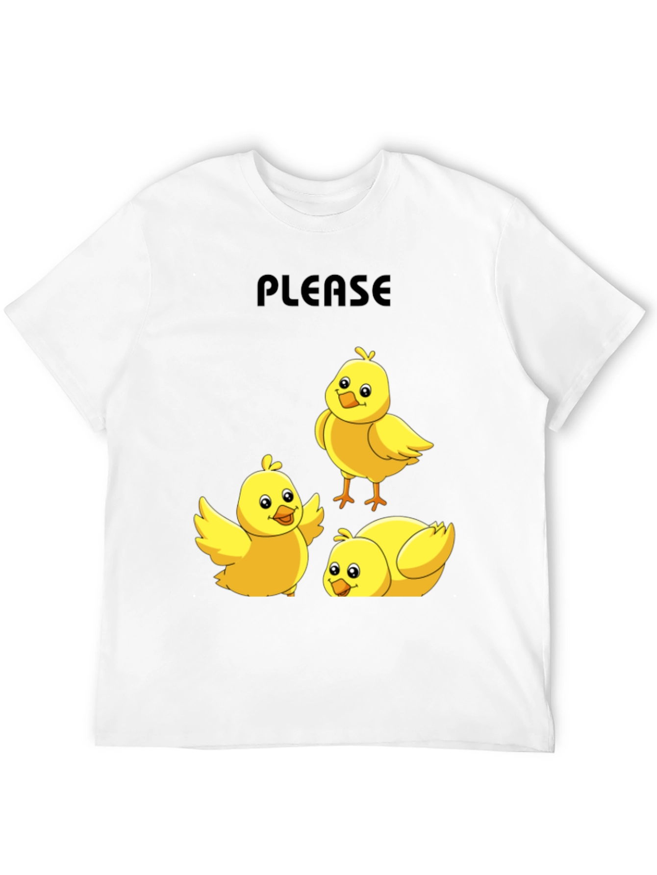 Black Please Chick T-Shirt - Cute Cartoon Animal Tee view 12