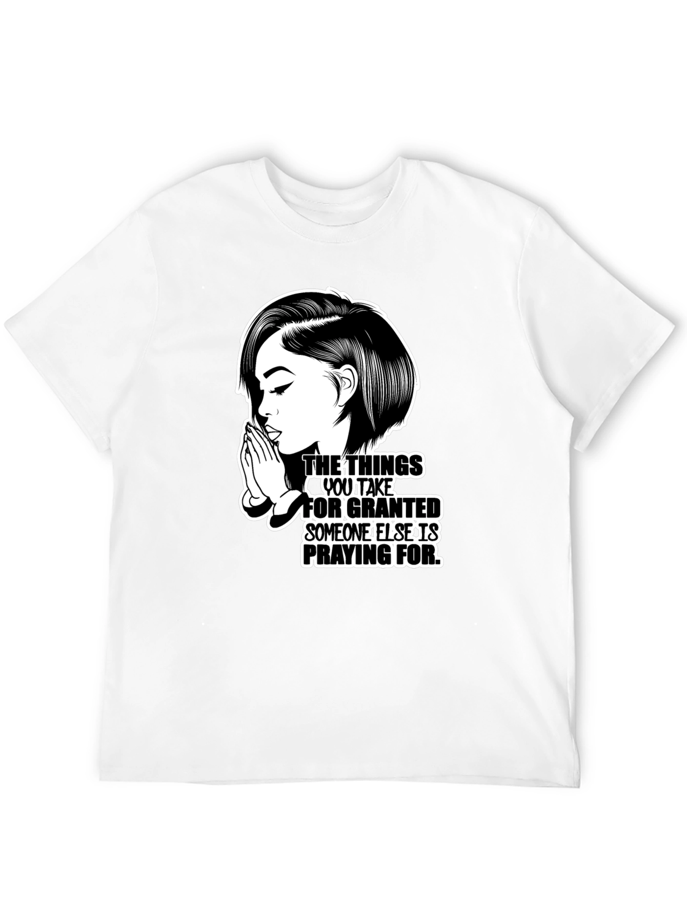 Black Praying Woman Graphic T-Shirt - Black view 12