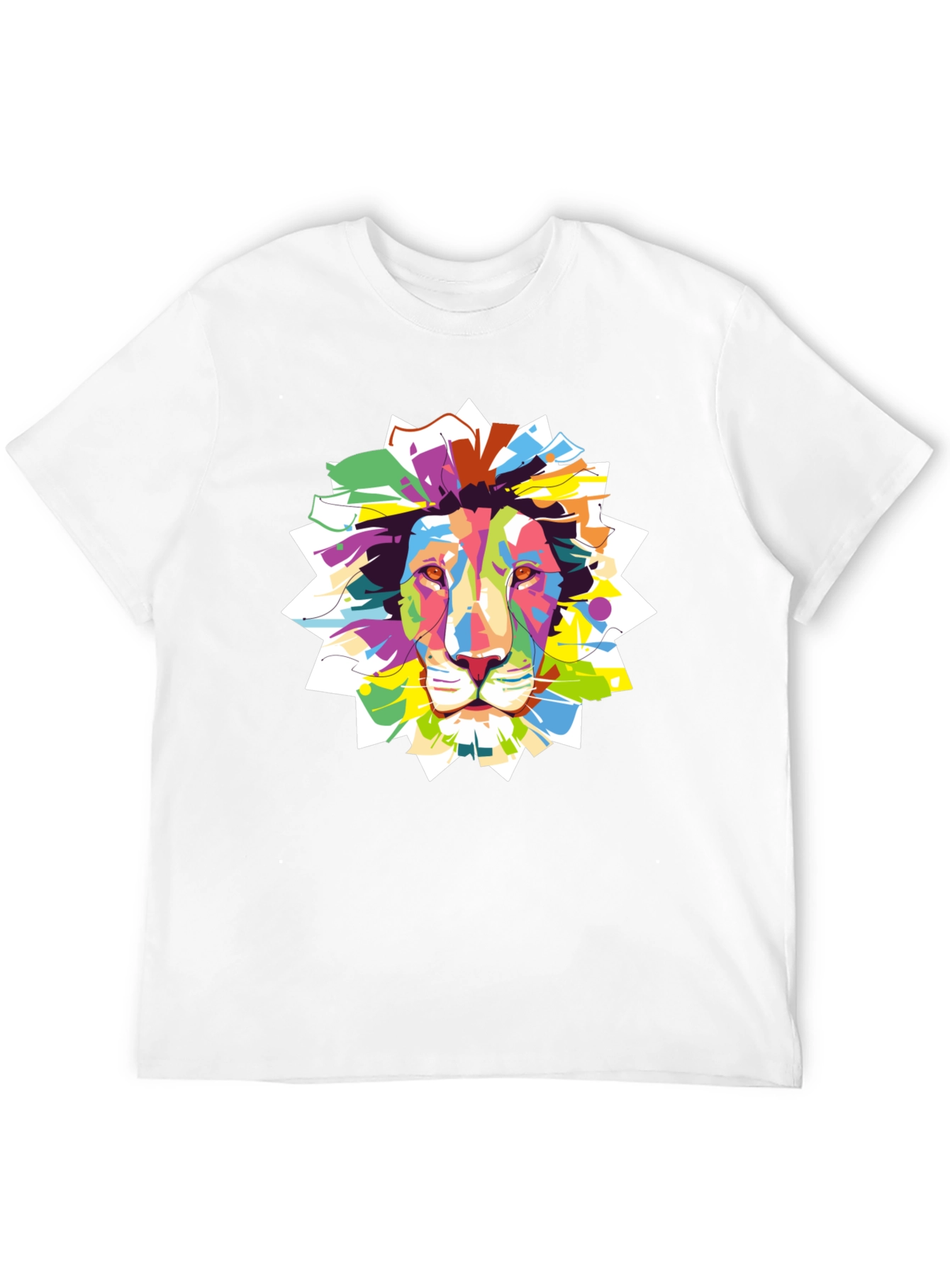 Black Vibrant Lion Graphic Black T-Shirt view 12