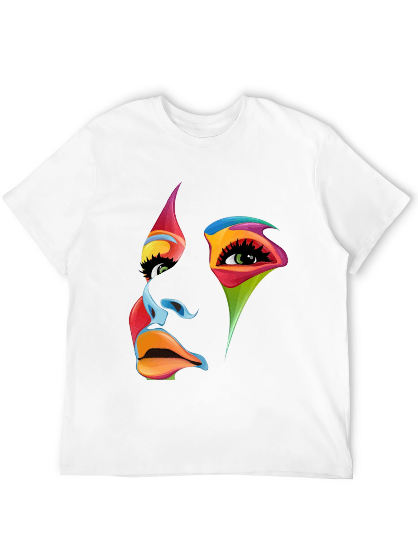 Black Abstract Face Graphic Tee - Vivid Colors, Modern Art view 12