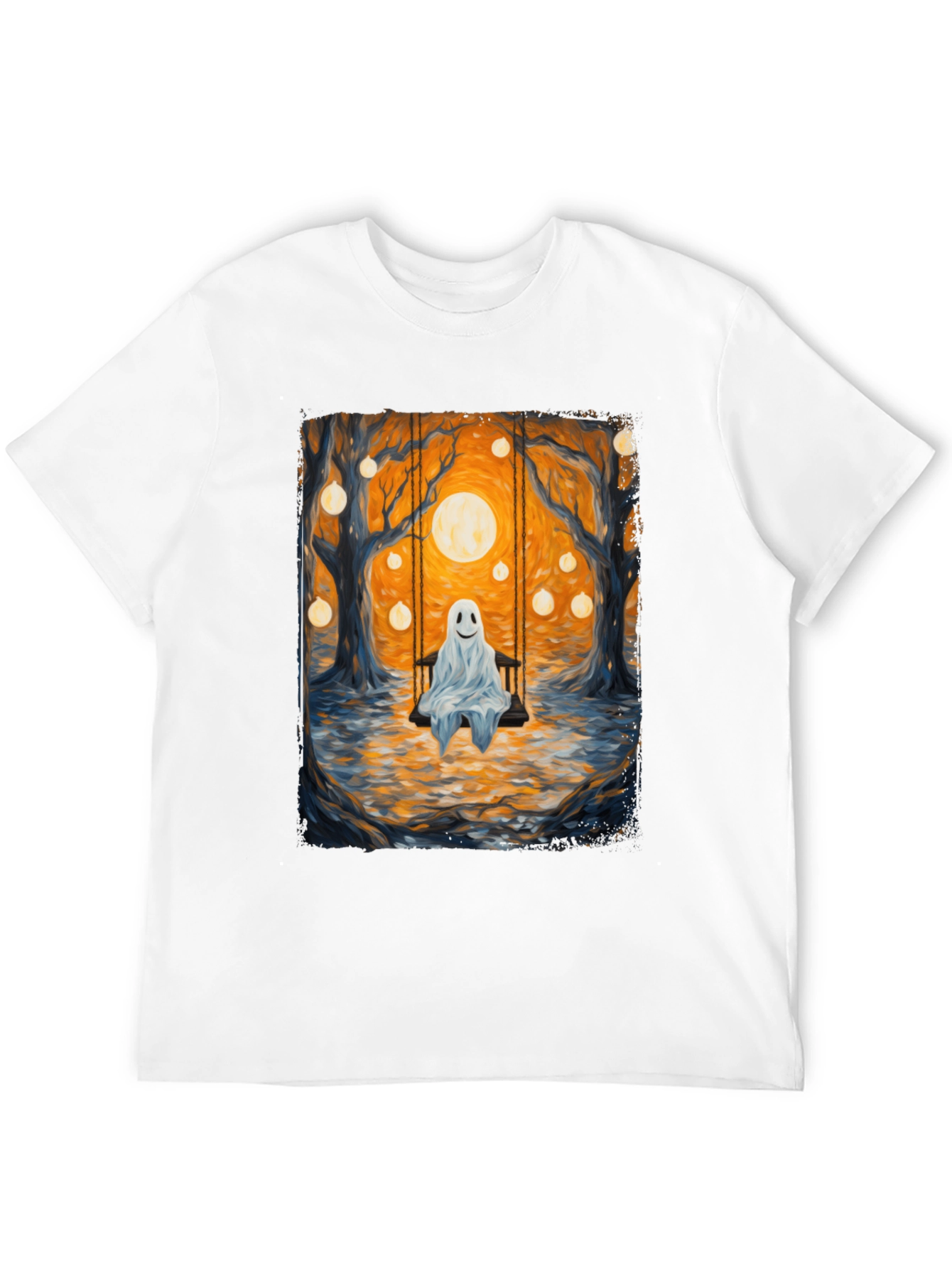 Black Ghost on Swing T-Shirt - Spooky Season view 12